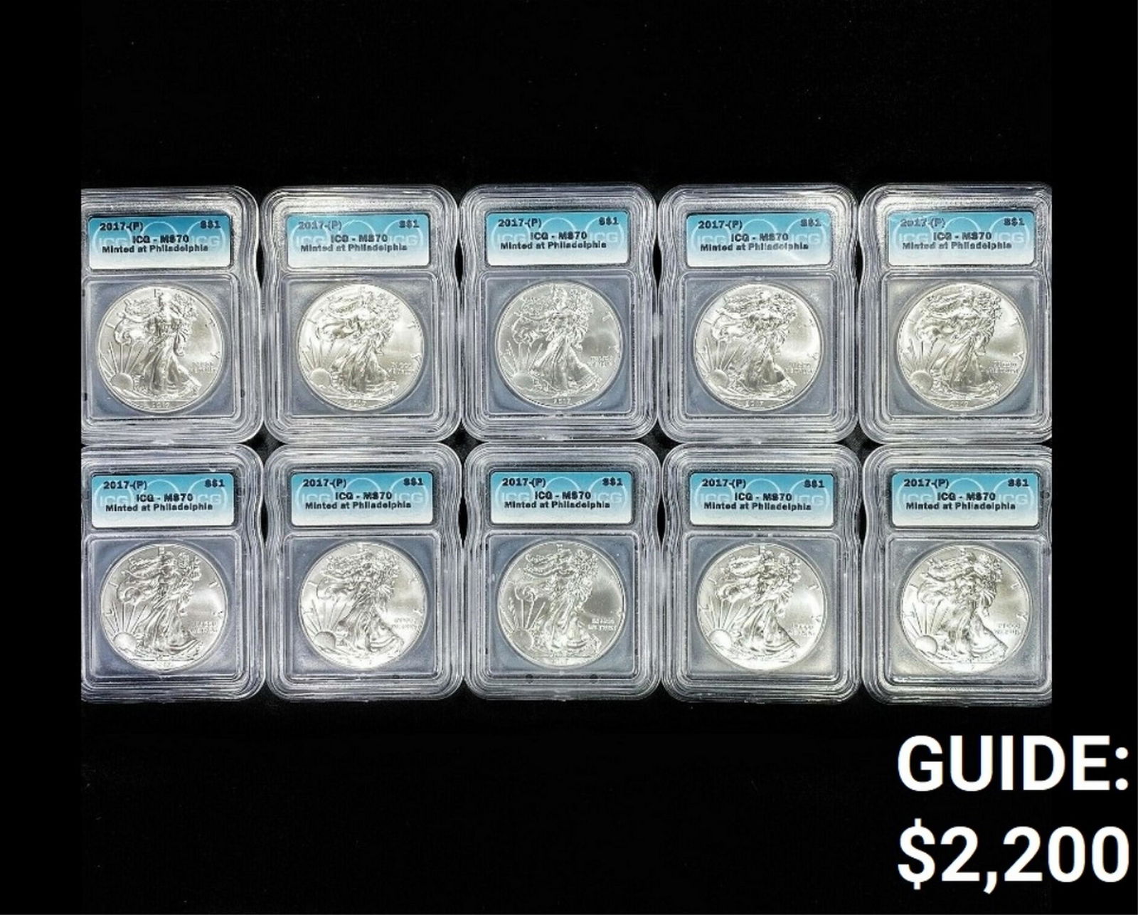 (10) 2017-P RARE American Silver Eagle ICG-MS70 (1 of 2)