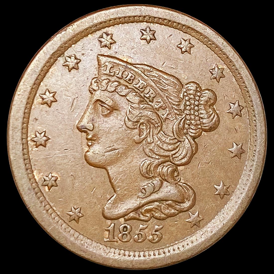 1855 Braided Hair Half Cent NEARLY UNCIRCULATED (1 of 2)