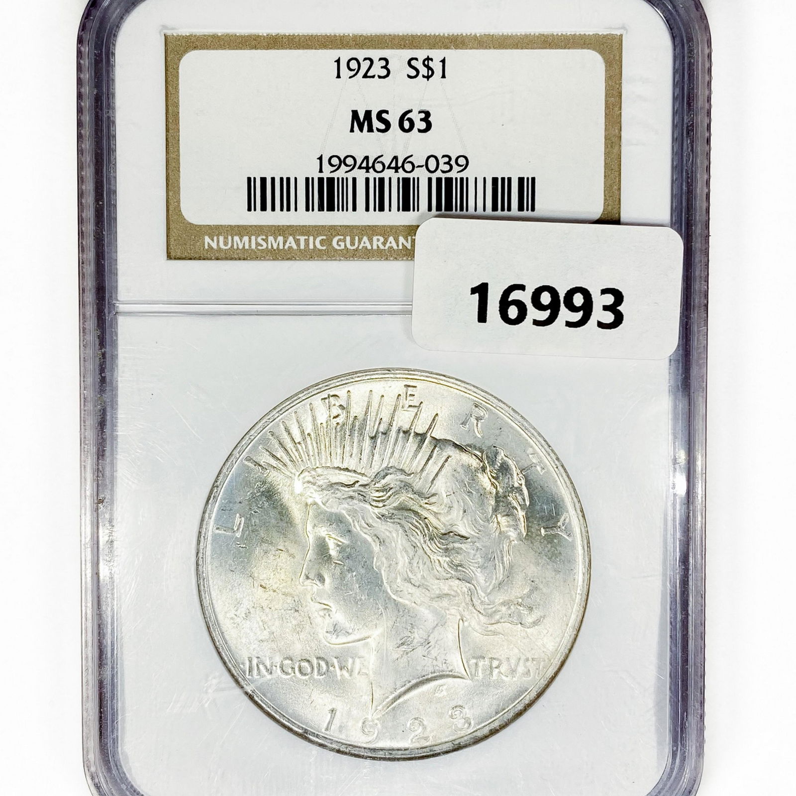 1923 Silver Peace Dollar NGC MS63 (1 of 2)
