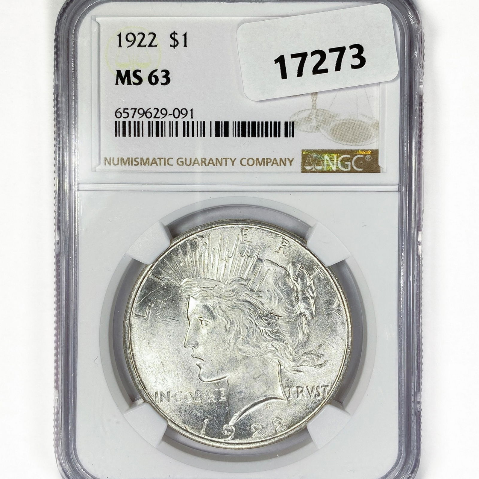 1922 Silver Peace Dollar NGC MS63 (1 of 2)