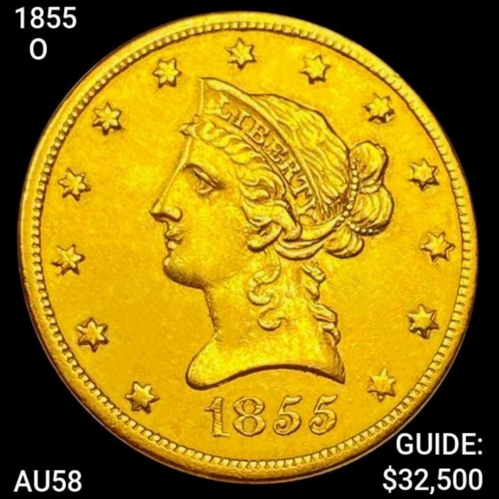 1855-O $10 Gold Eagle CHOICE AU (1 of 2)