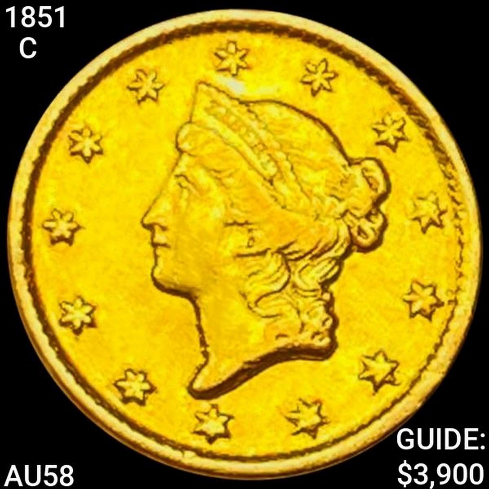 1851-C Rare Gold Dollar CHOICE AU (1 of 2)