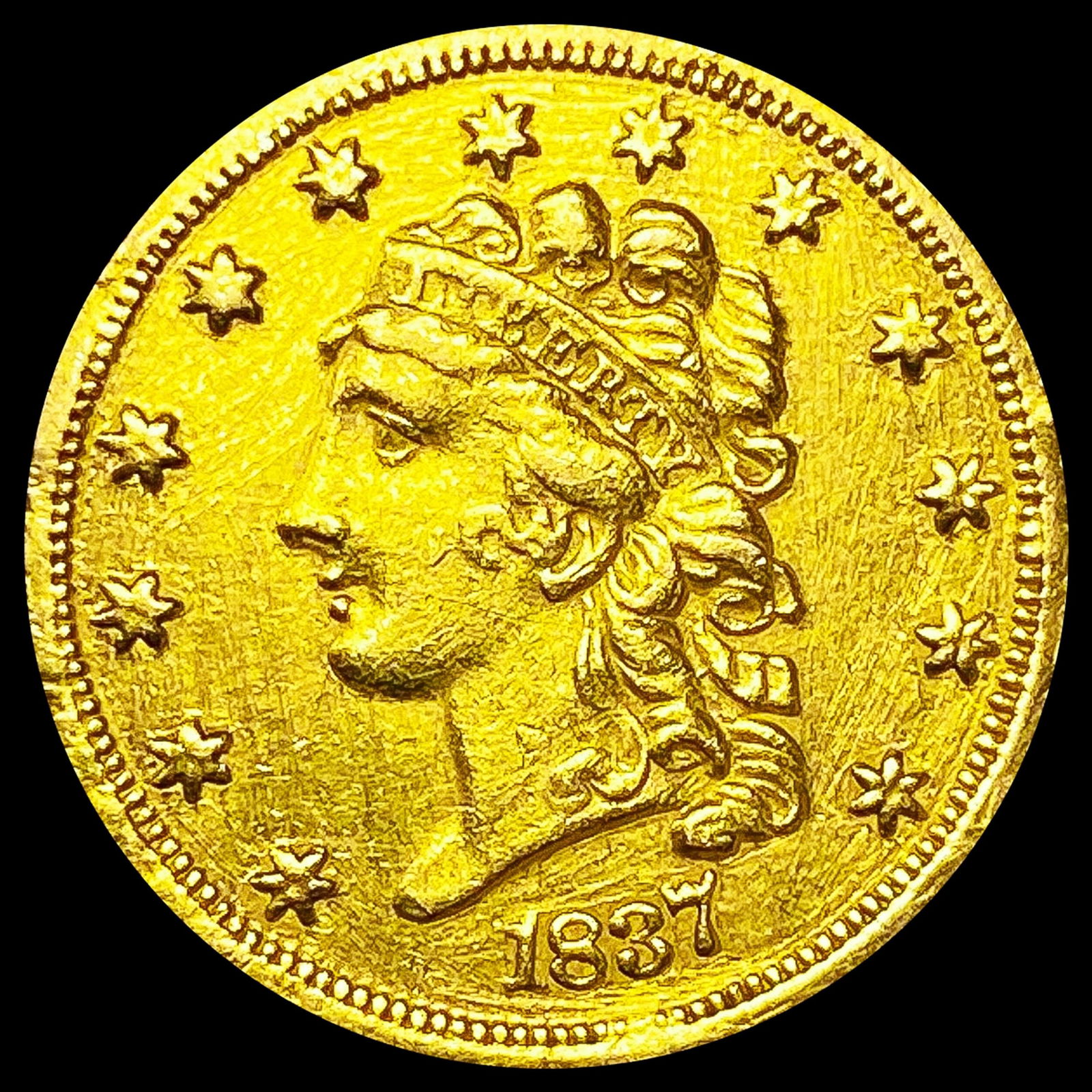 1837 $2.50 Gold Quarter Eagle CLOSE UNC (1 of 2)