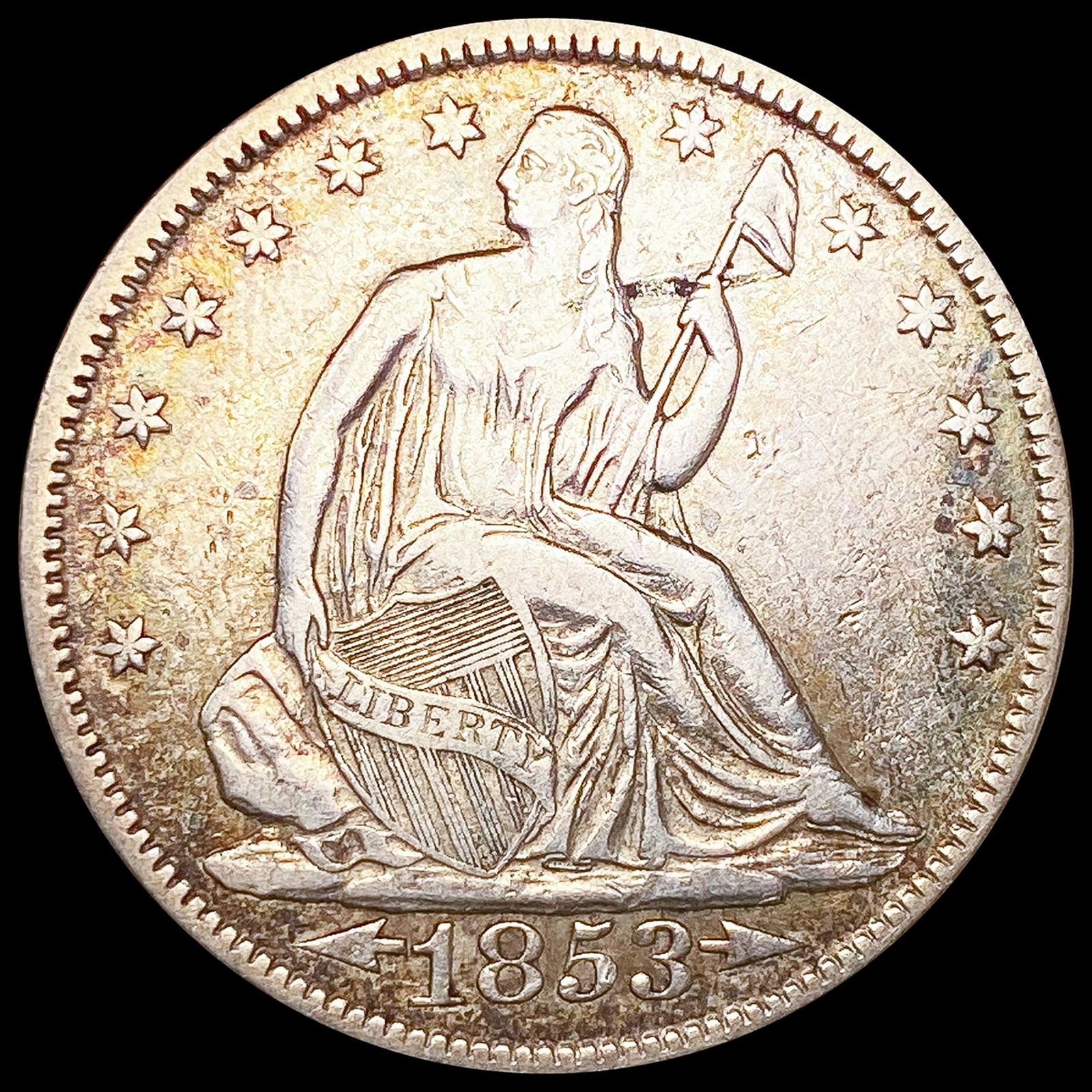 1853 Arws & Rays Seated Liberty Half Dollar CLOSE UNC (1 of 2)