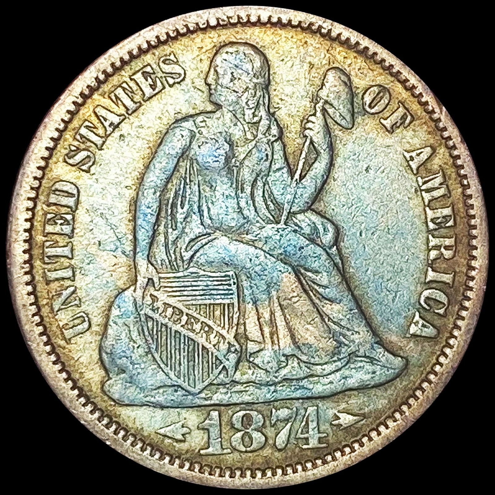1874 Arrows Seated Liberty Dime CLOSELY UNCIRCULAT (1 of 2)