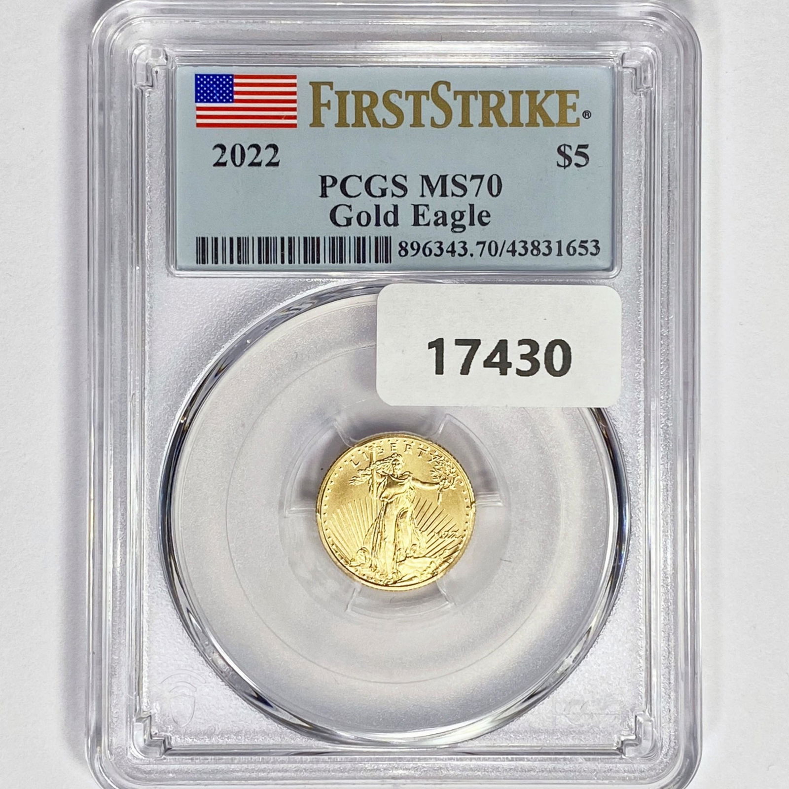 2022 $5 1/10oz American Gold Eagle PCGS MS70 (1 of 2)