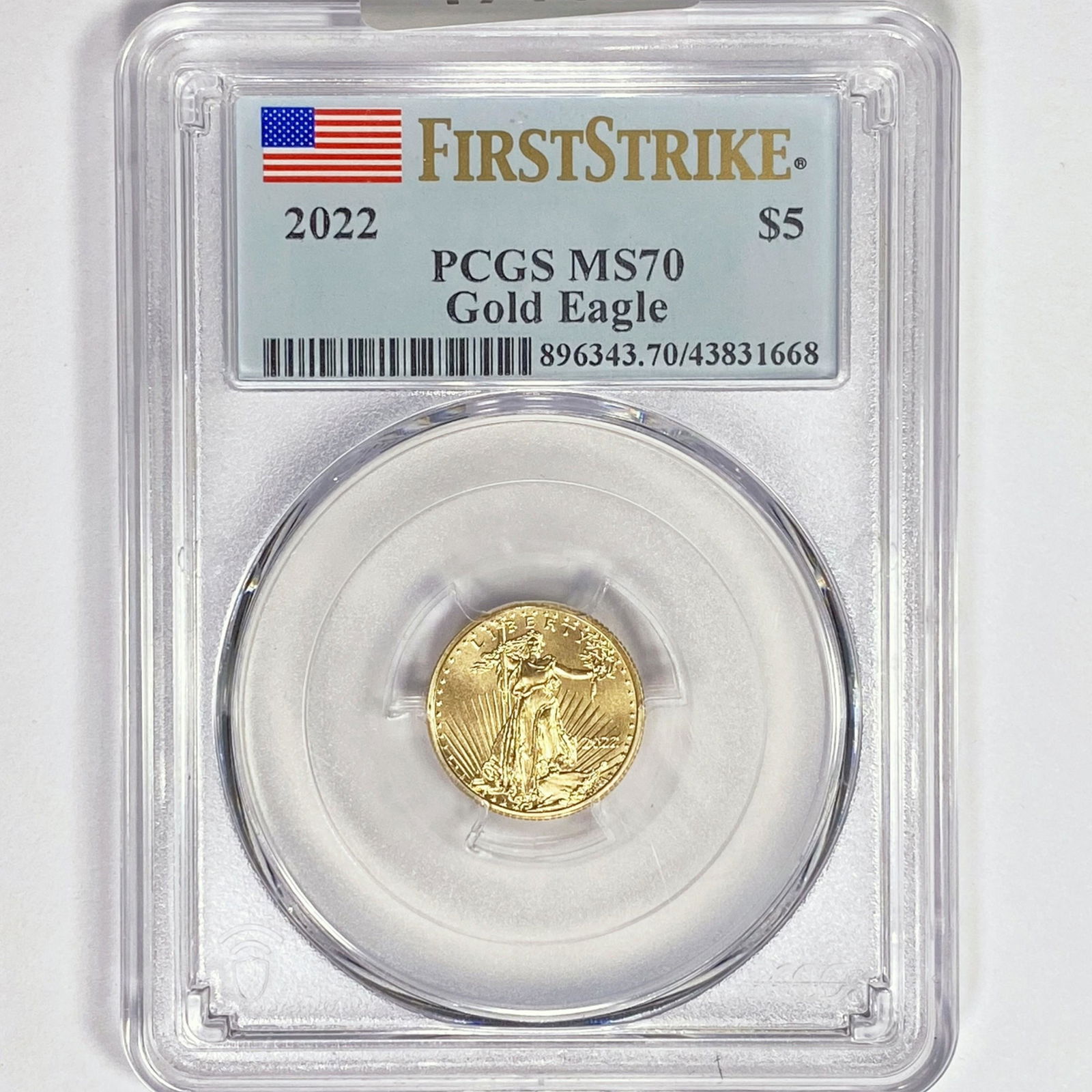 2022 $5 1/10oz American Gold Eagle PCGS MS70 (1 of 2)