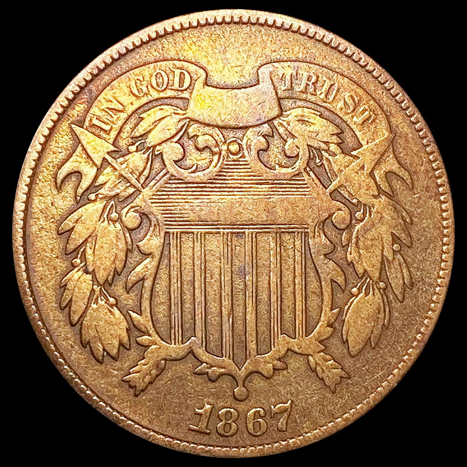 1867 Two Cent Piece LIGHTLY CIRCULATED (1 of 2)