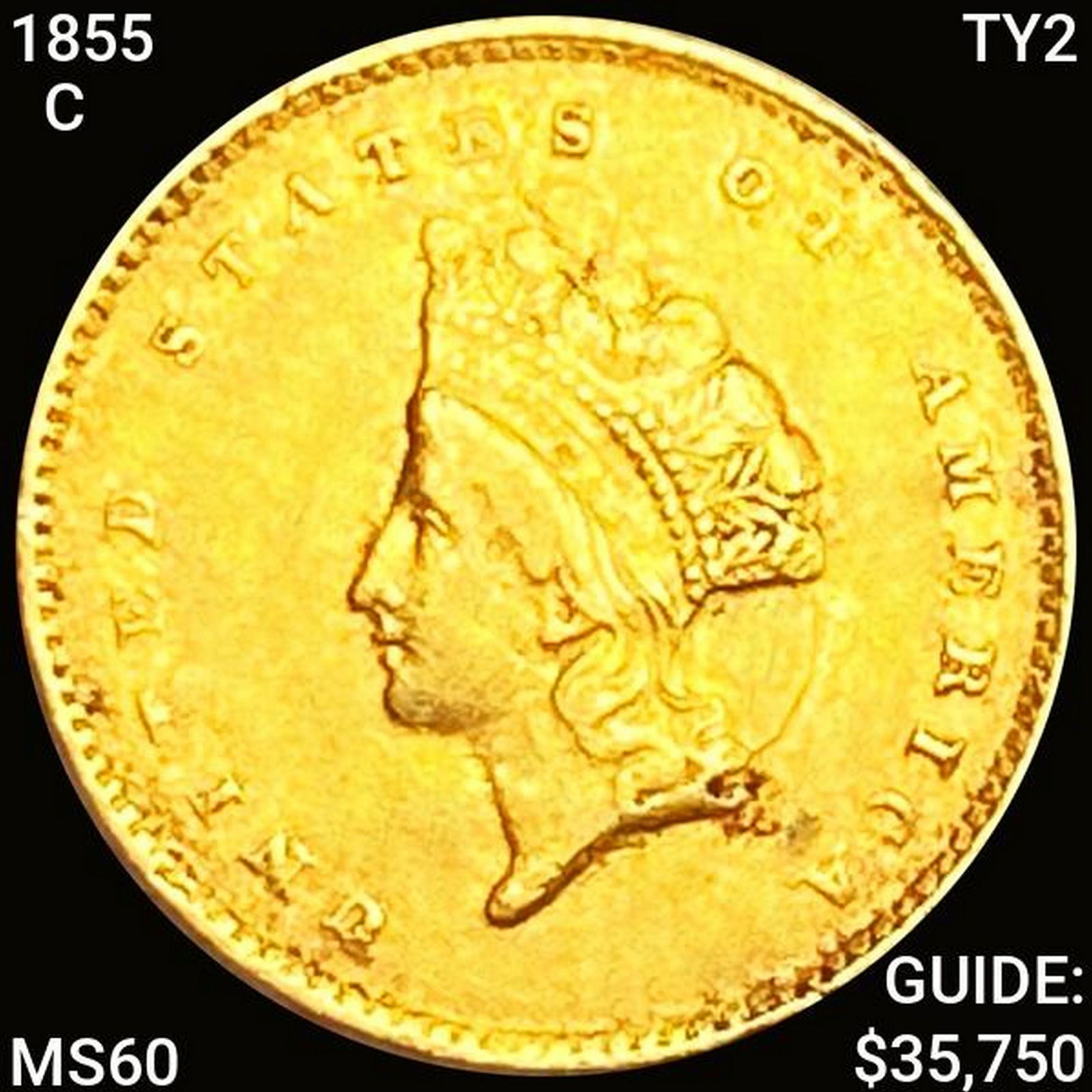1855-C TY2 Rare Gold Dollar UNCIRCULATED (1 of 2)