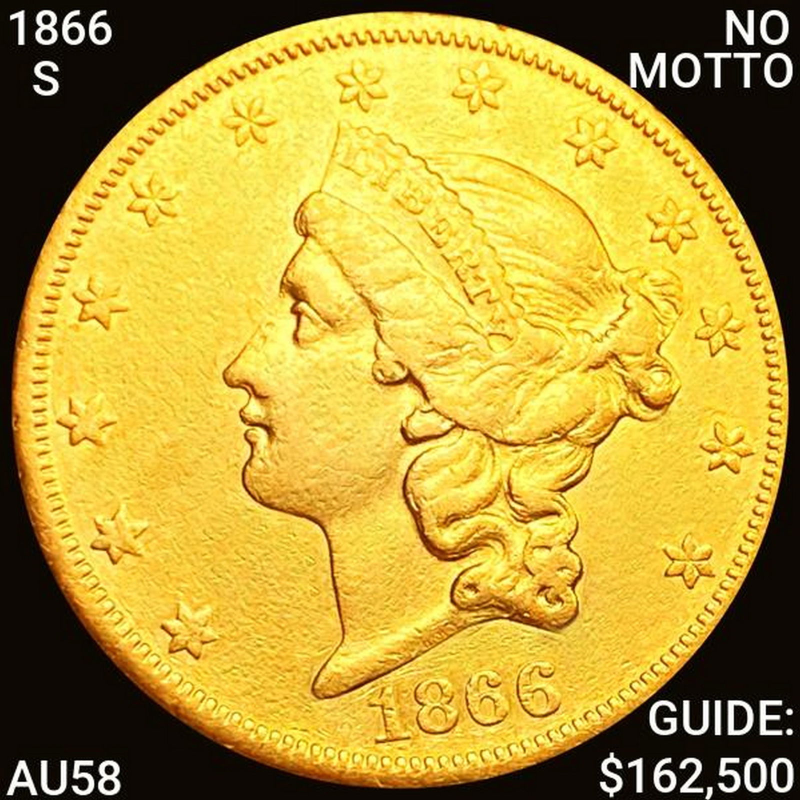1866-S NO MOTTO $20 Gold Double Eagle CHOICE AU (1 of 2)