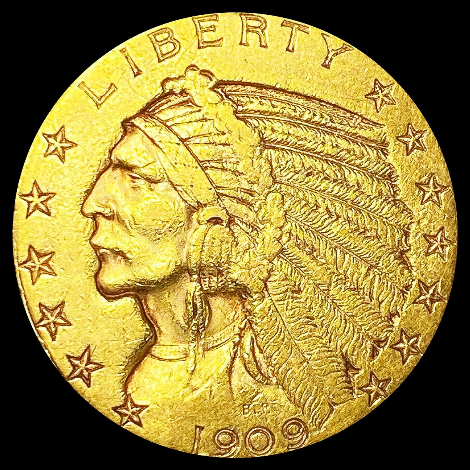 1909-D $5 Gold Half Eagle LIGHTLY CIRCULATED (1 of 2)