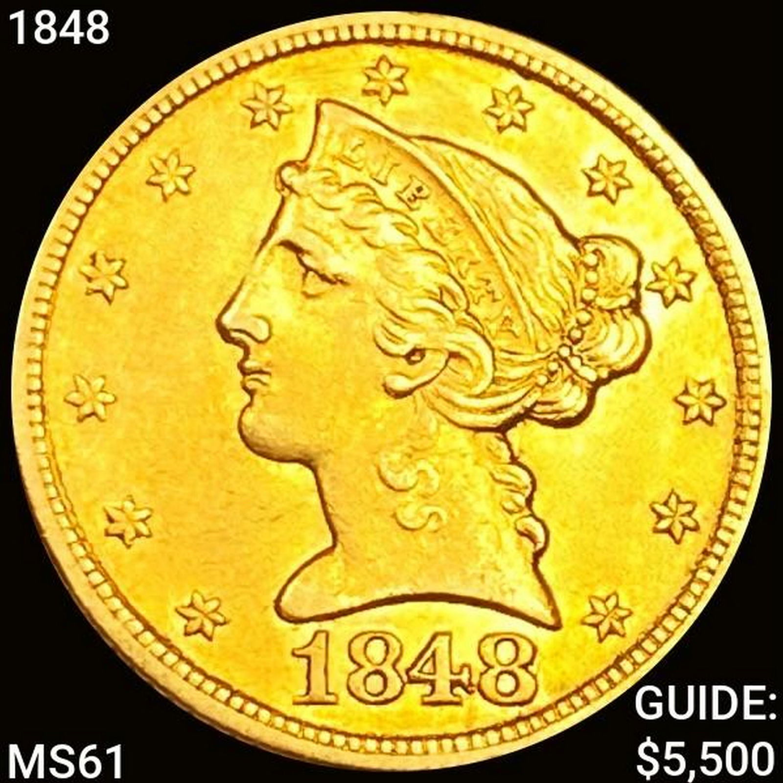 1848 $5 Gold Half Eagle UNCIRCULATED (1 of 2)