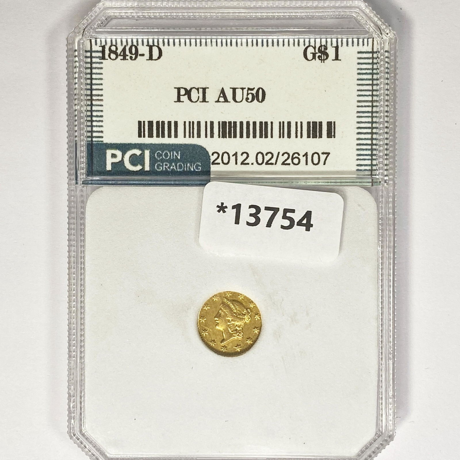 1849-D Rare Gold Dollar PCI AU50 Type 1 (1 of 2)