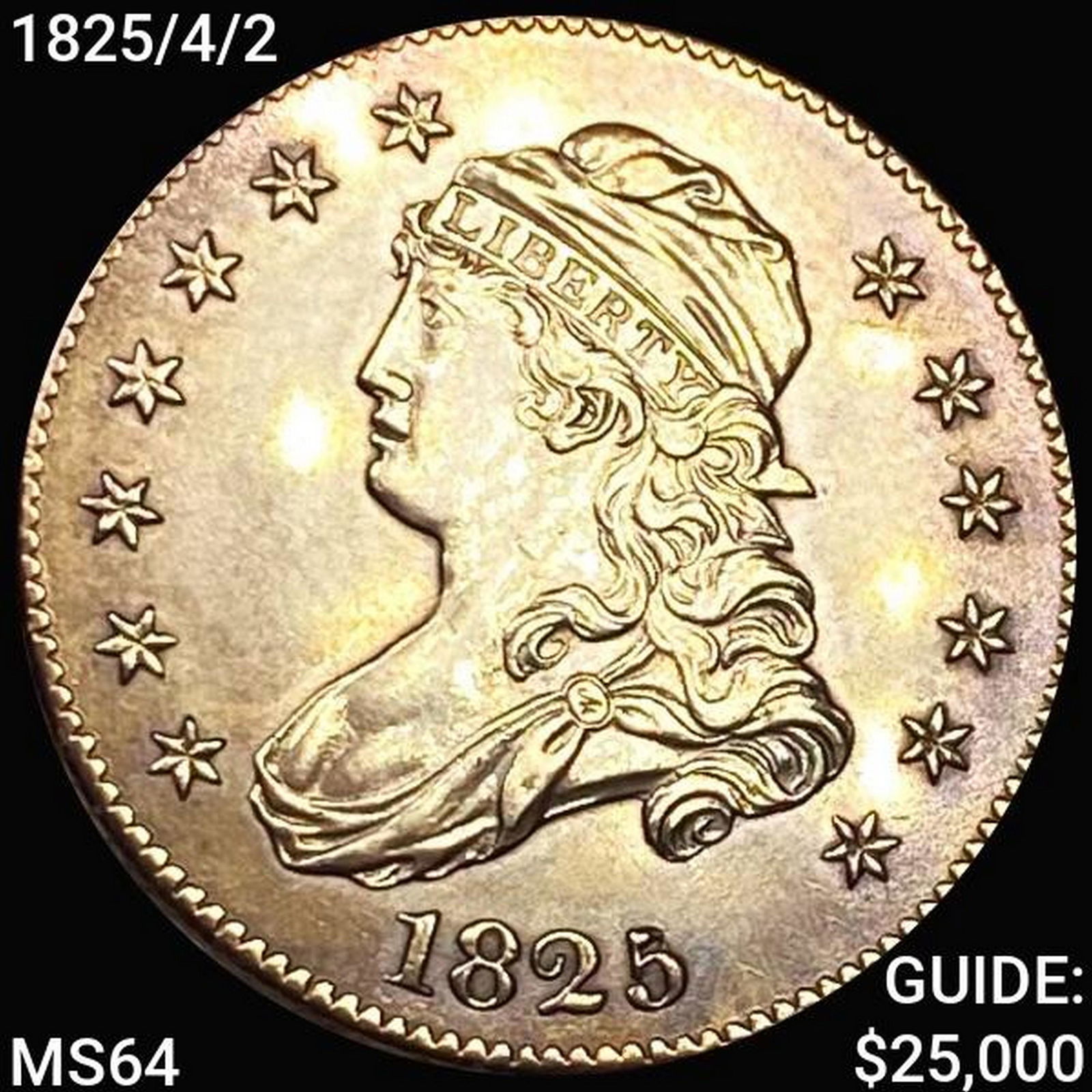 1825/4/2 Capped Bust Quarter CHOICE BU (1 of 2)
