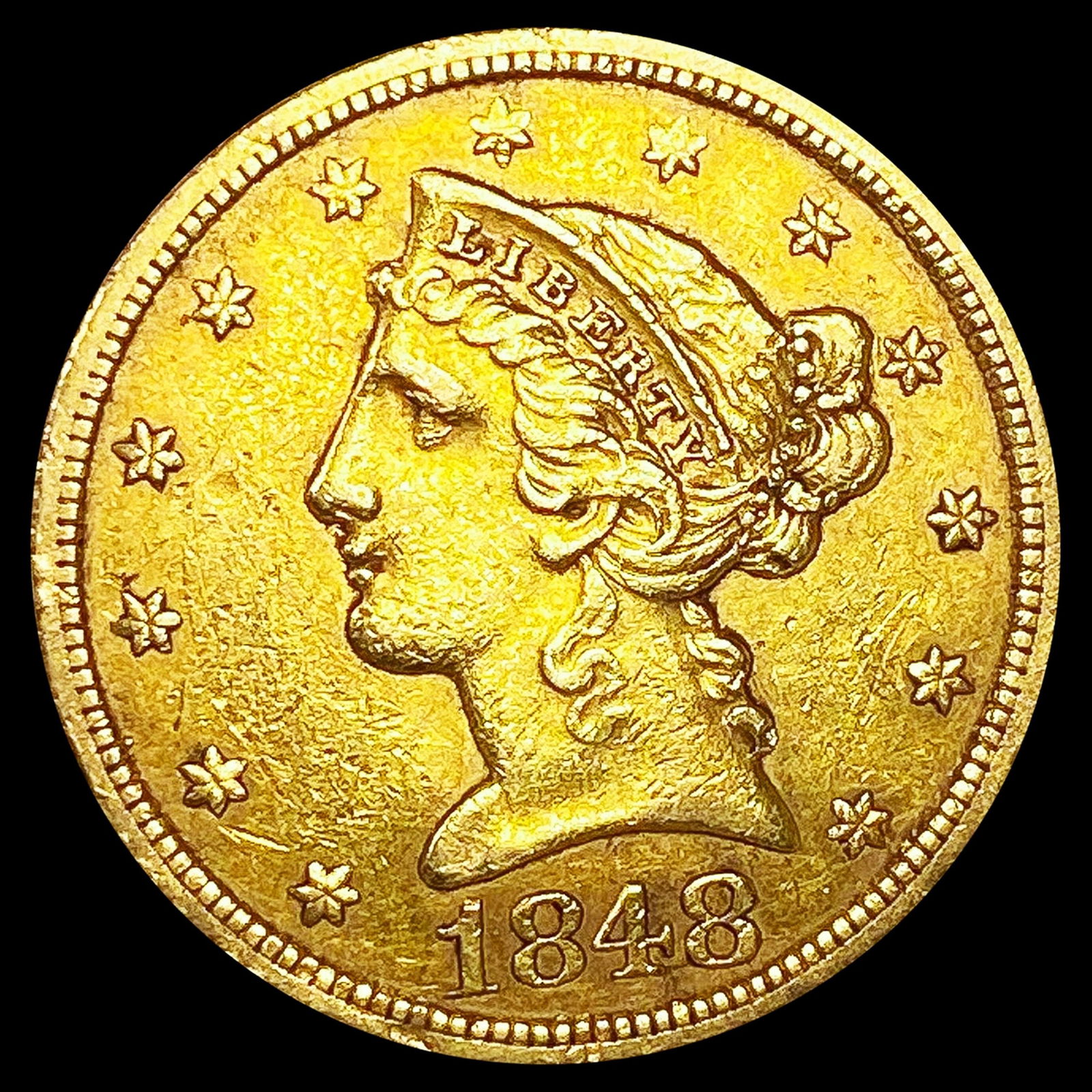 1848 $5 Gold Half Eagle LIGHTLY CIRCULATED (1 of 2)