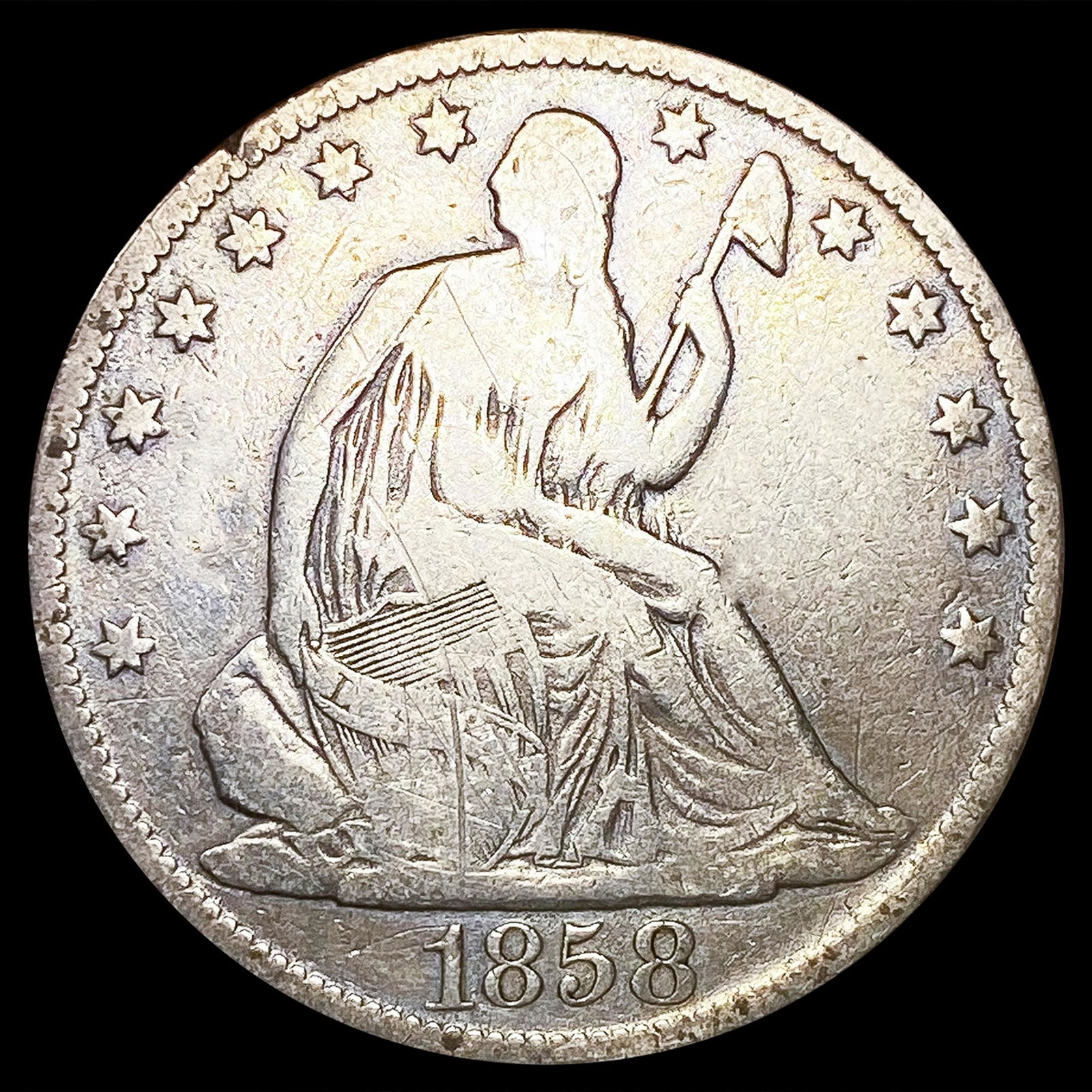 1858-O Seated Liberty Half Dollar NICELY CIRC (1 of 2)