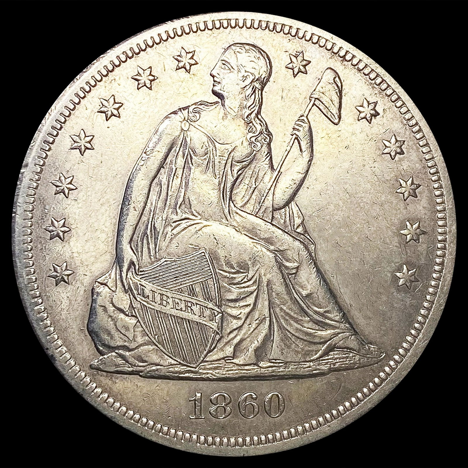 1860-O Seated Liberty Dollar CLOSELY UNCIRCULATED (1 of 2)