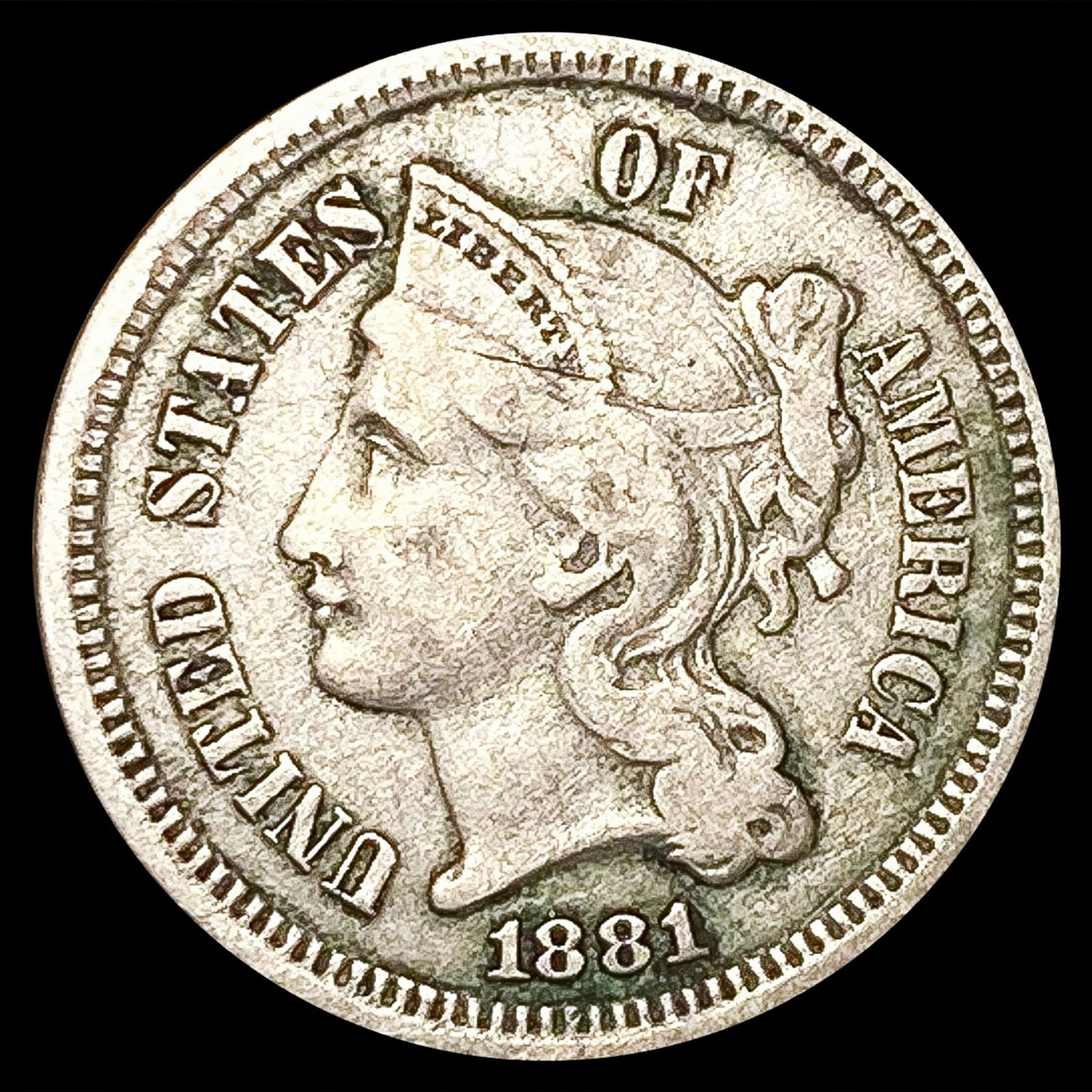 1881 Nickel Three Cent NICELY CIRCULATED (1 of 2)