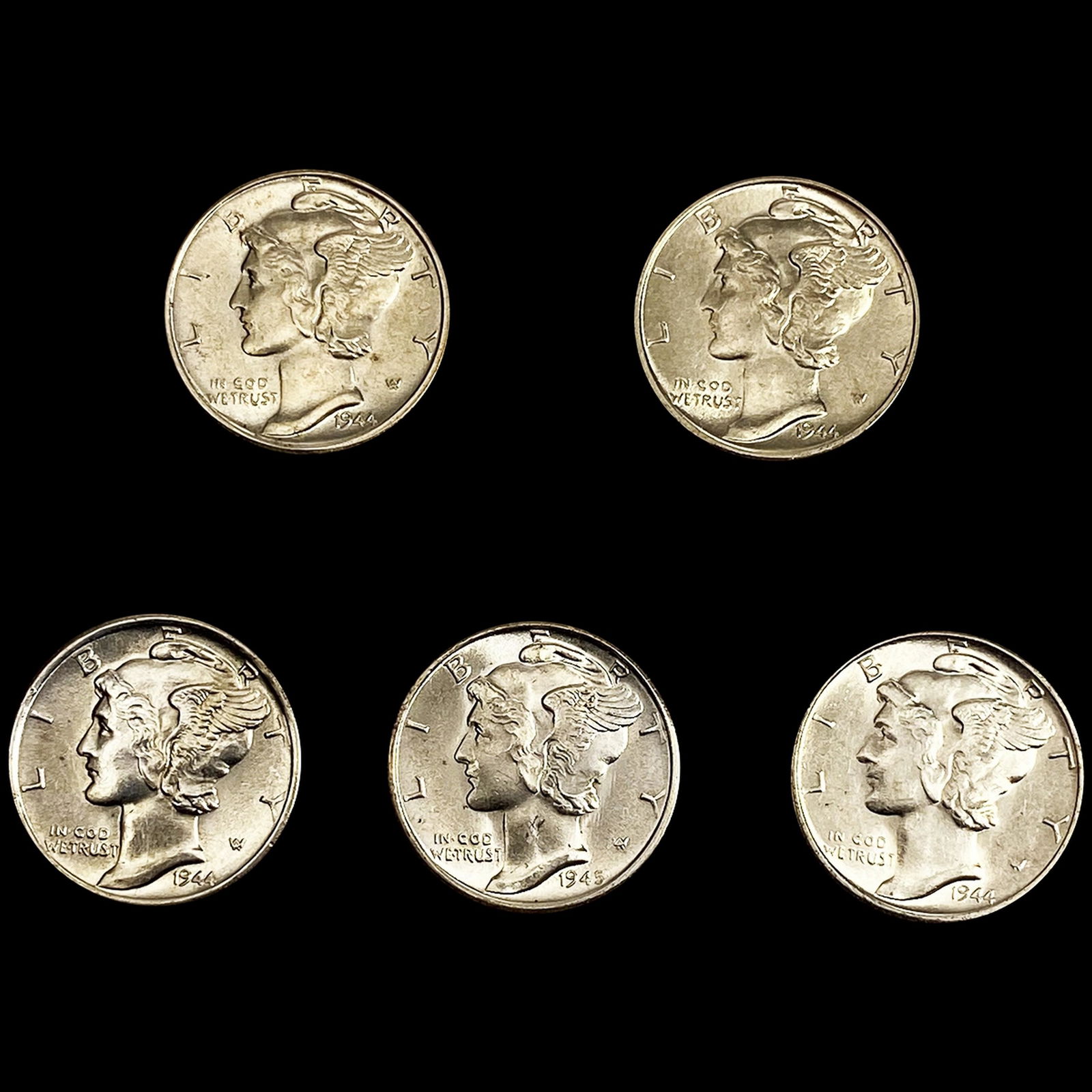 (5) 1940's Mercury Silver Dimes UNCIRCULATED (1 of 2)