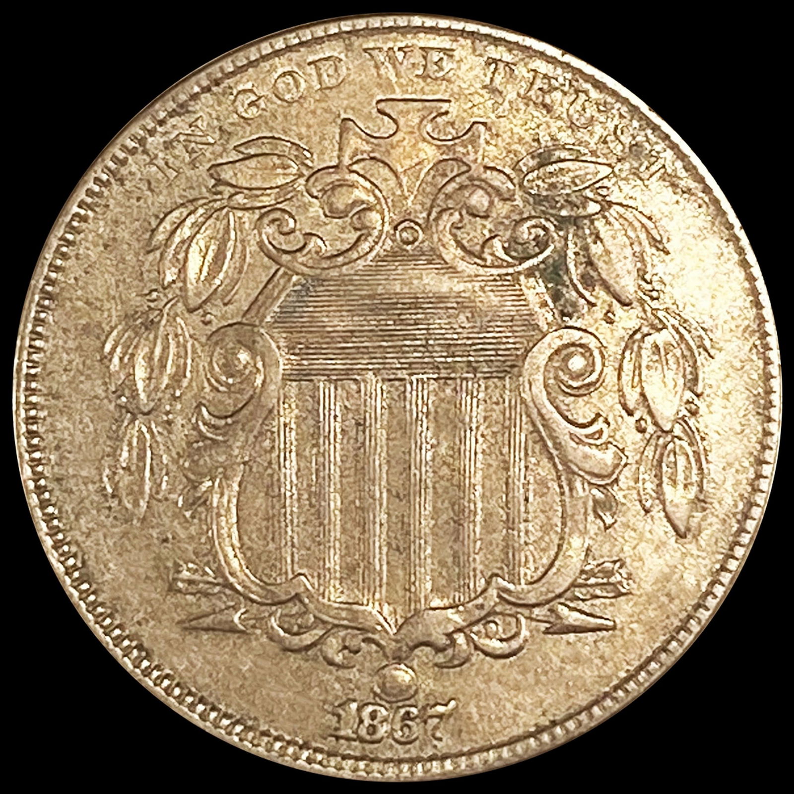 1867 Shield Nickel CLOSELY UNCIRCULATED (1 of 2)