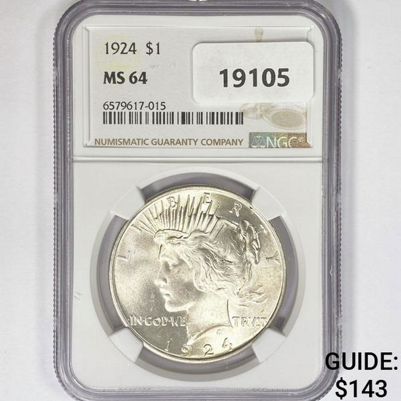 1924 Silver Peace Dollar NGC MS64 (1 of 2)