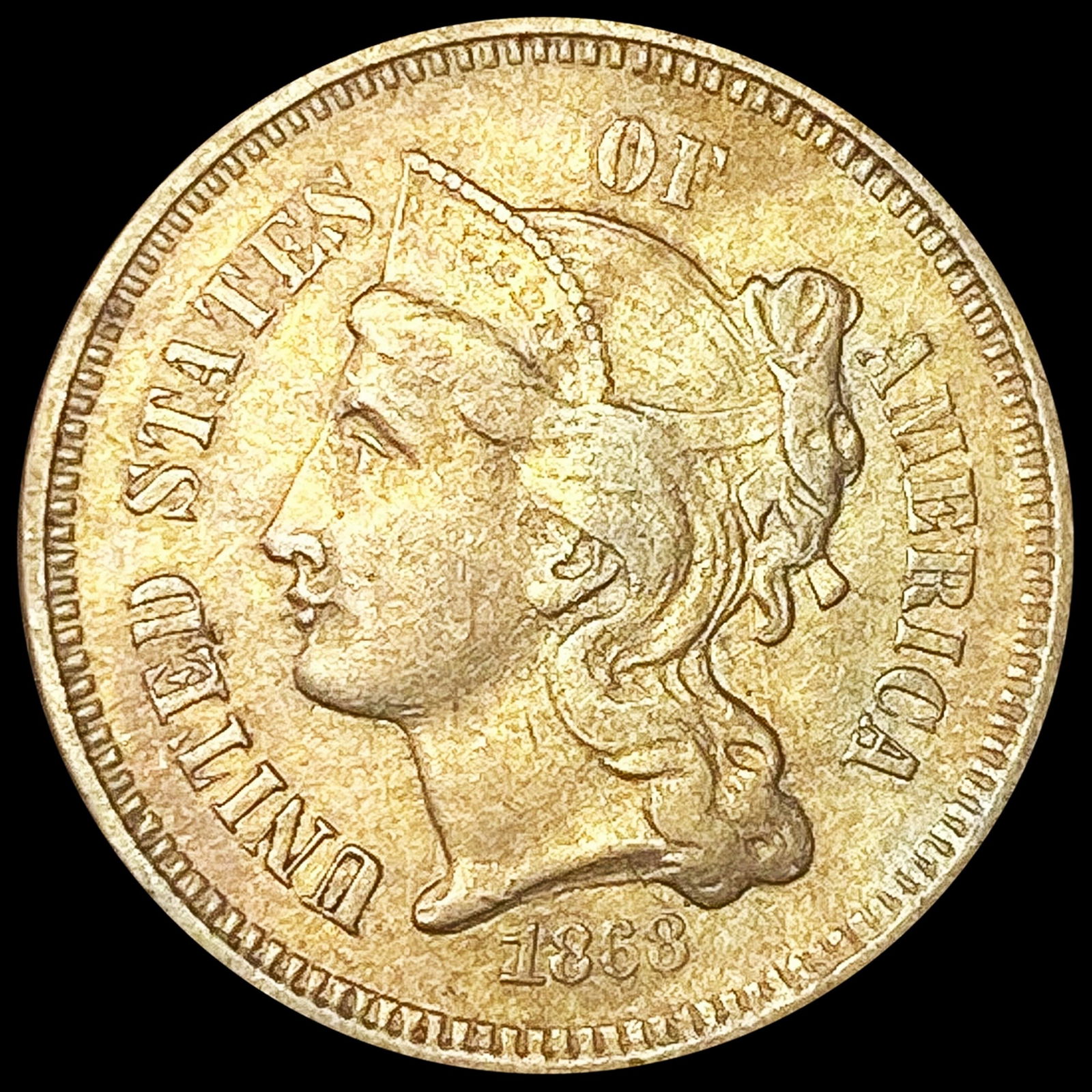 1868 Nickel Three Cent CLOSELY UNCIRCULATED (1 of 2)