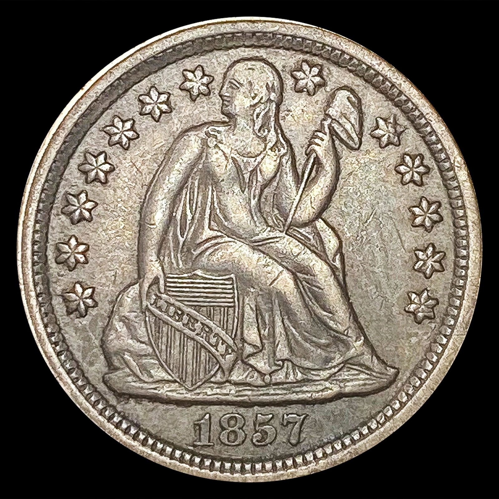 1857 Seated Liberty Dime CLOSELY UNCIRCULATED (1 of 2)