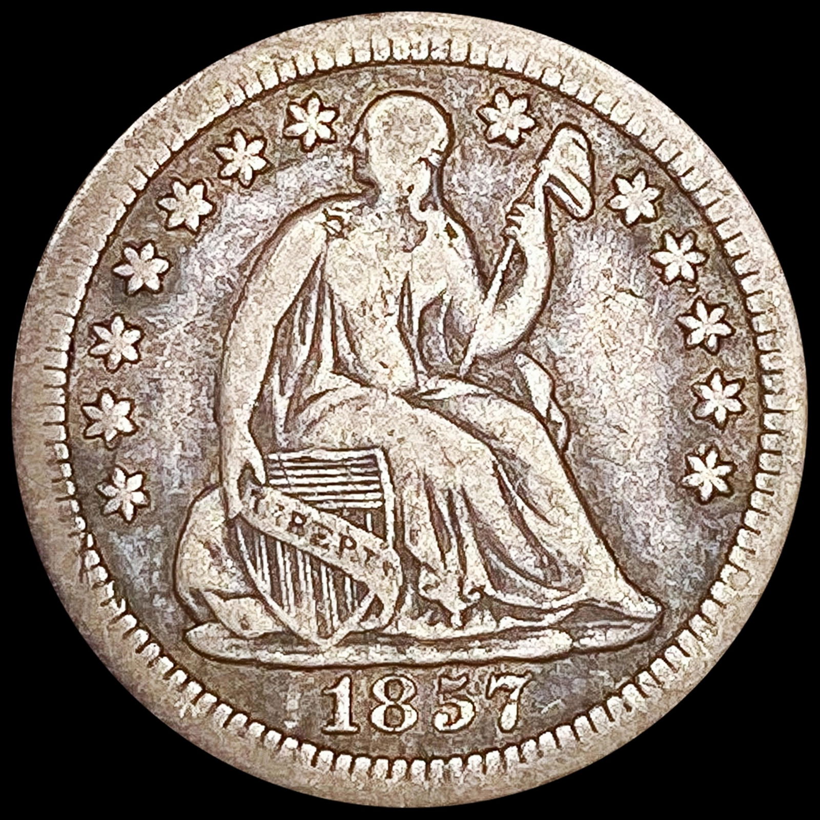 1857-O Seated Liberty Half Dime NICELY CIRCULATED (1 of 2)