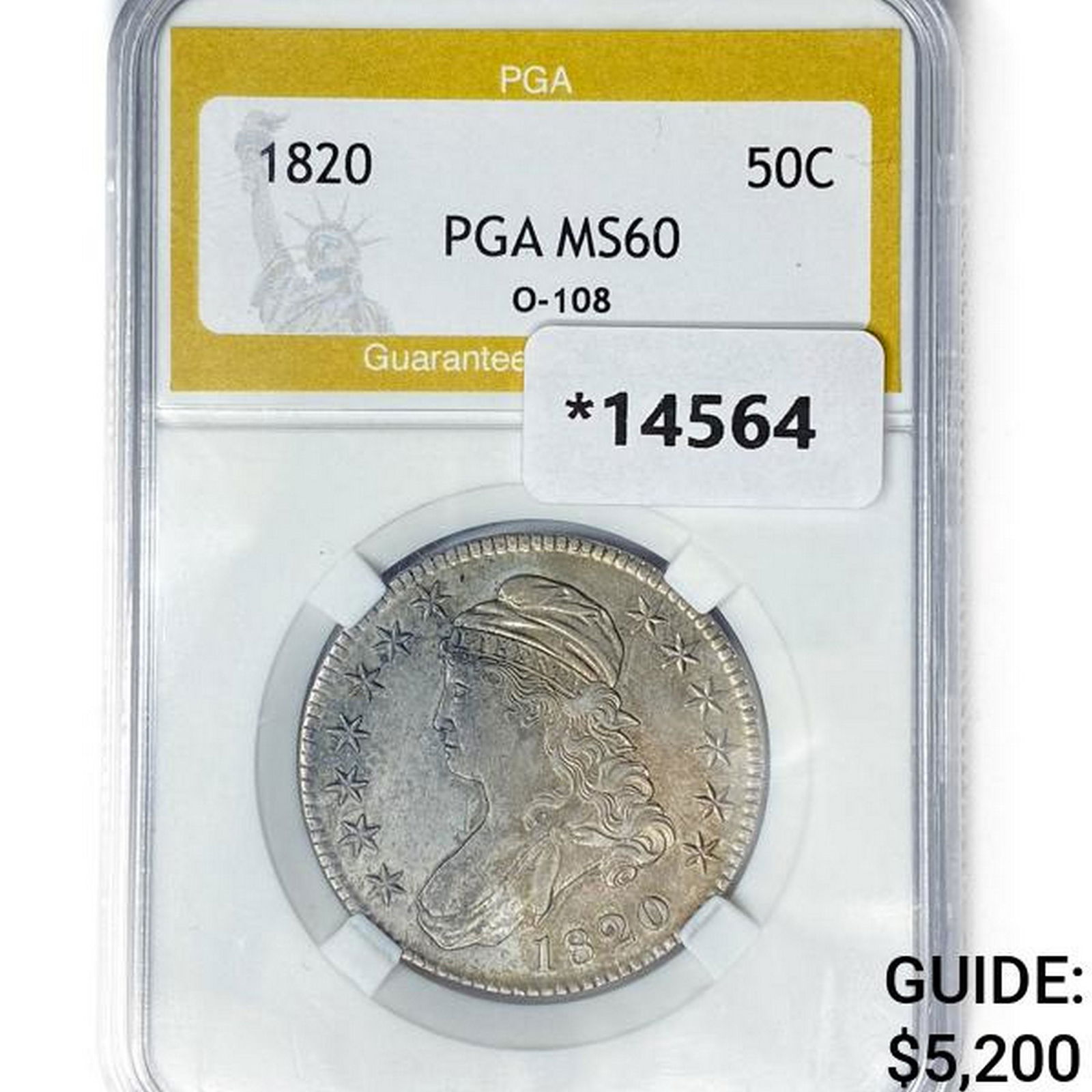 1820 Capped Bust Half Dollar PGA MS60 O-108 (1 of 2)