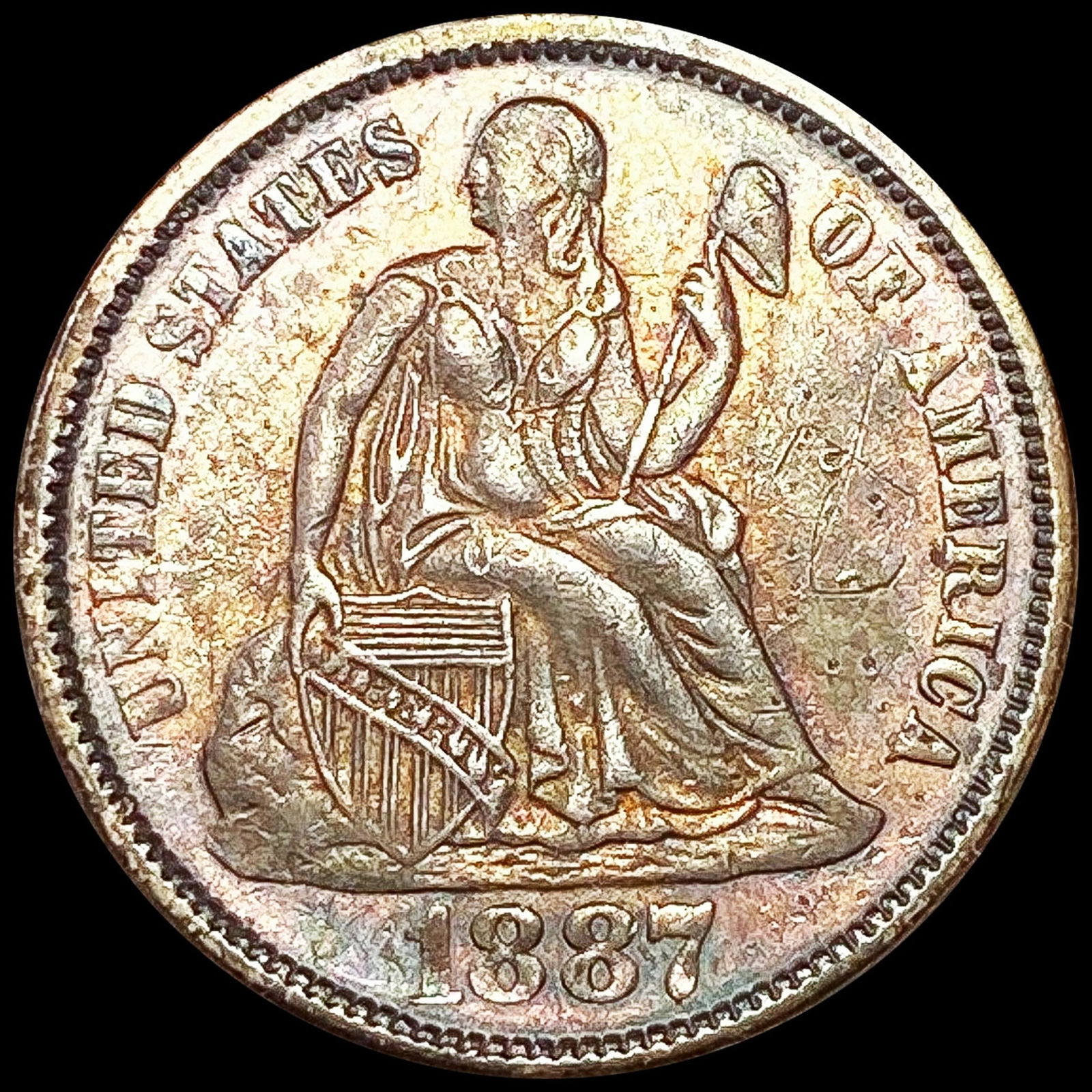 1887 Seated Liberty Dime ABOUT UNCIRCULATED (1 of 2)
