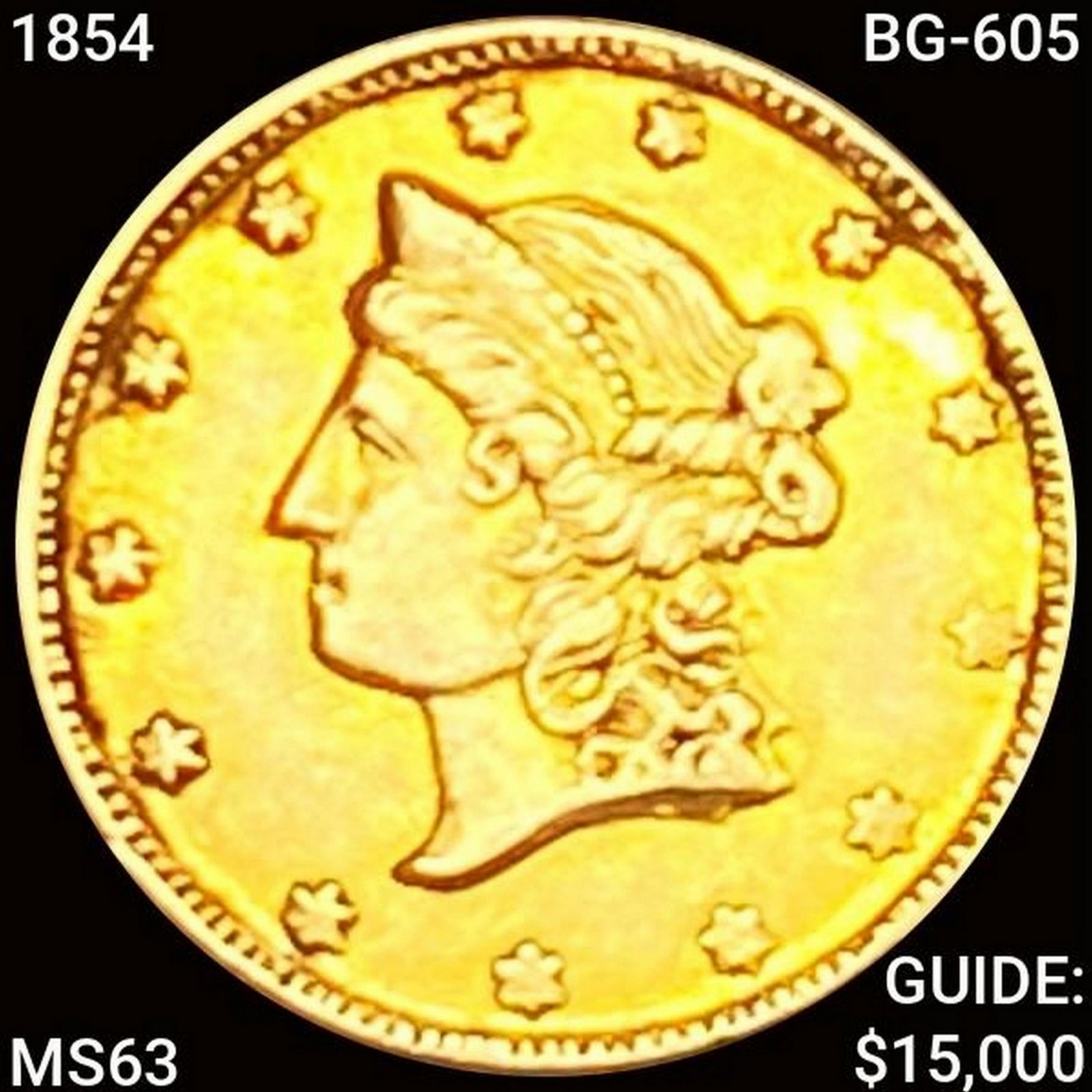 1854 California Gold Dollar BG-605 CHOICE BU (1 of 2)
