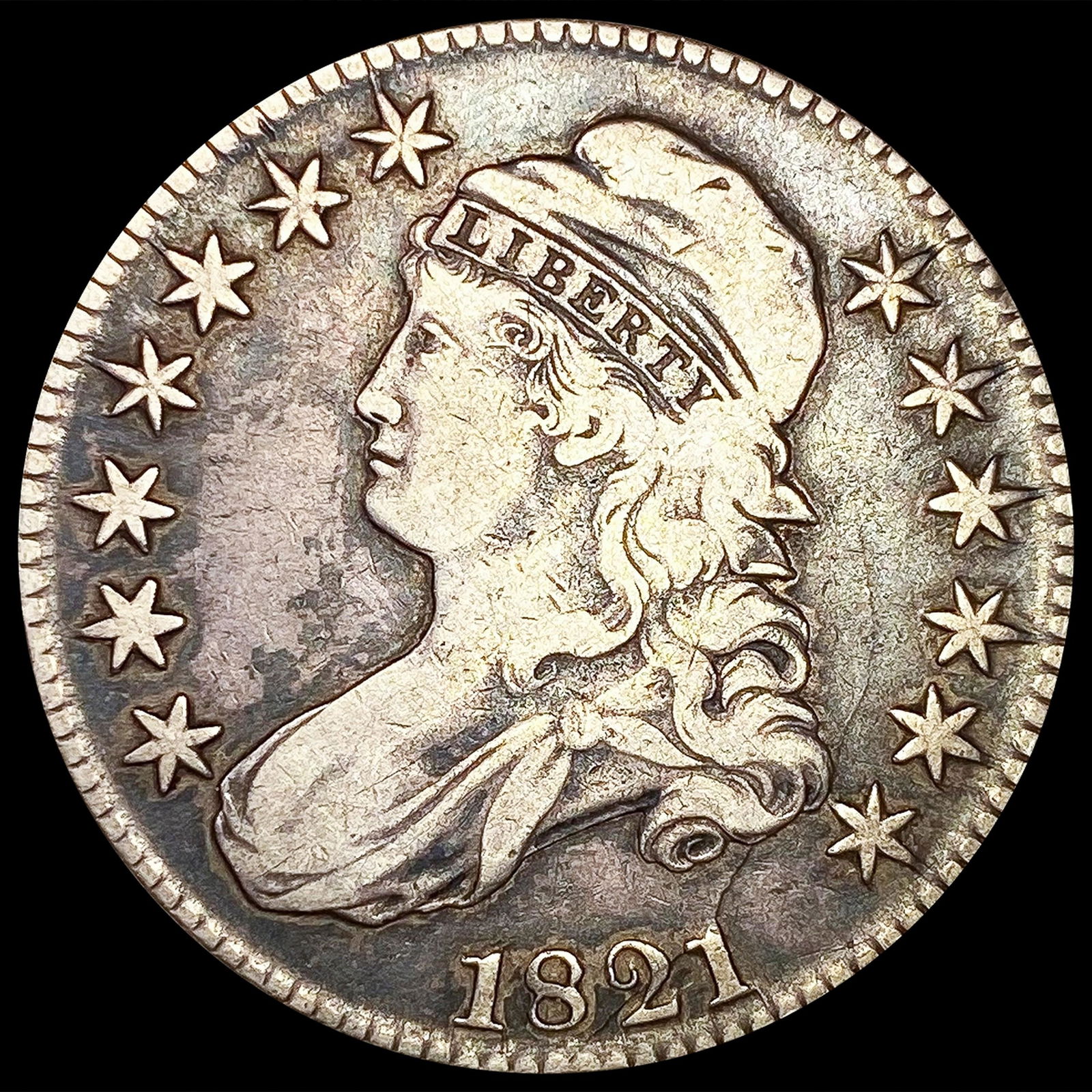 1821 0-103A Cap Bust Half Dollar R4 NICE CIRC (1 of 2)