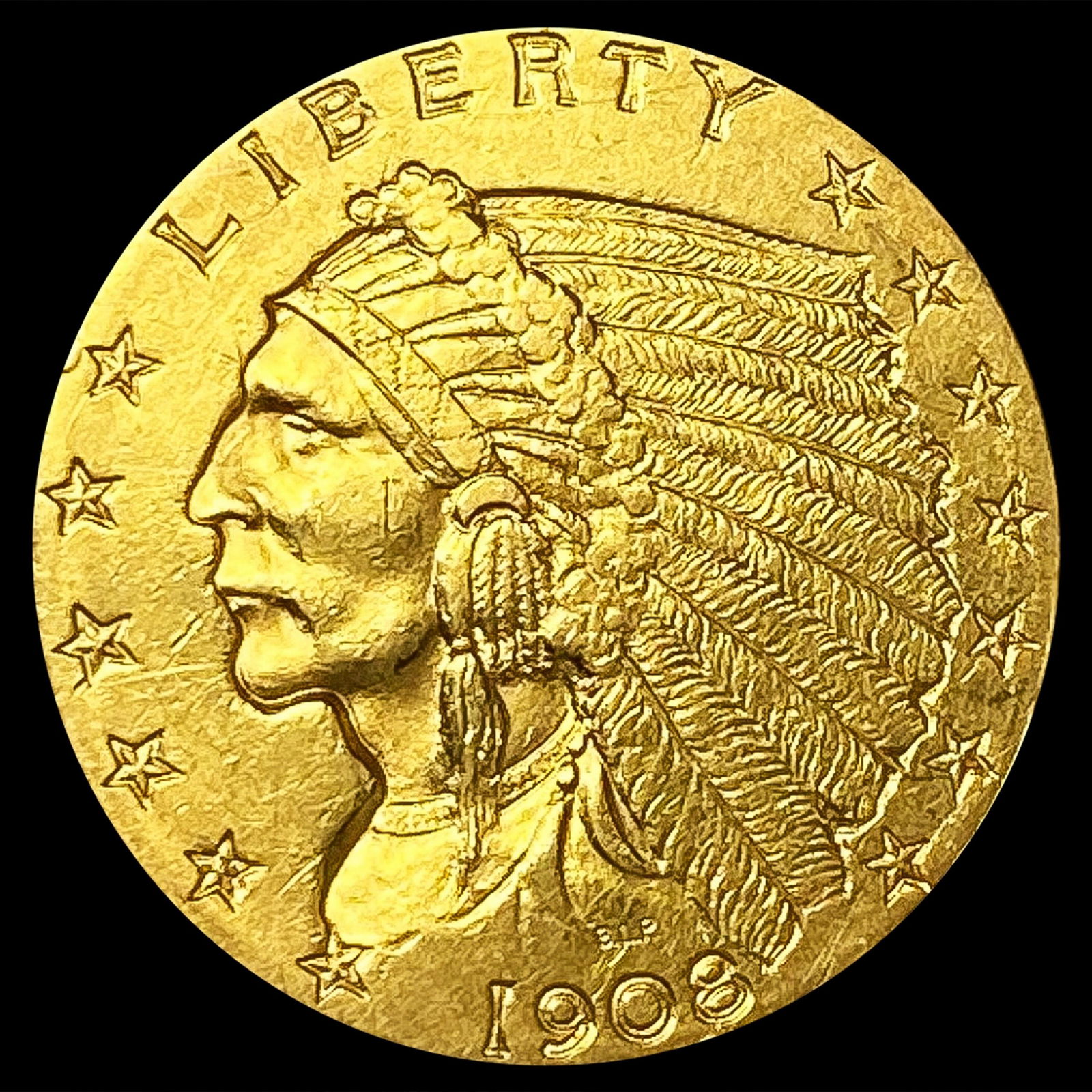 1908 $2.50 Gold Quarter Eagle CLOSELY UNCIRCULATED (1 of 2)