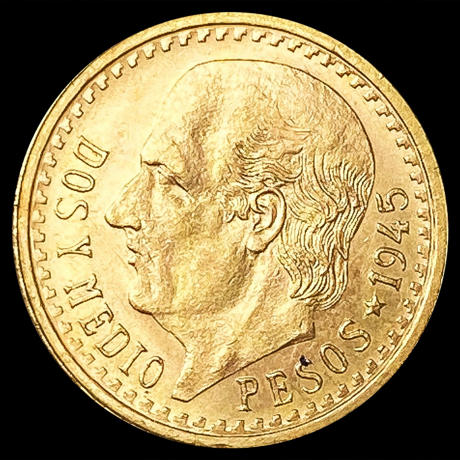 1945 Mexico .0603oz Gold 2 1/2 Pesos UNCIRCULATED (1 of 2)