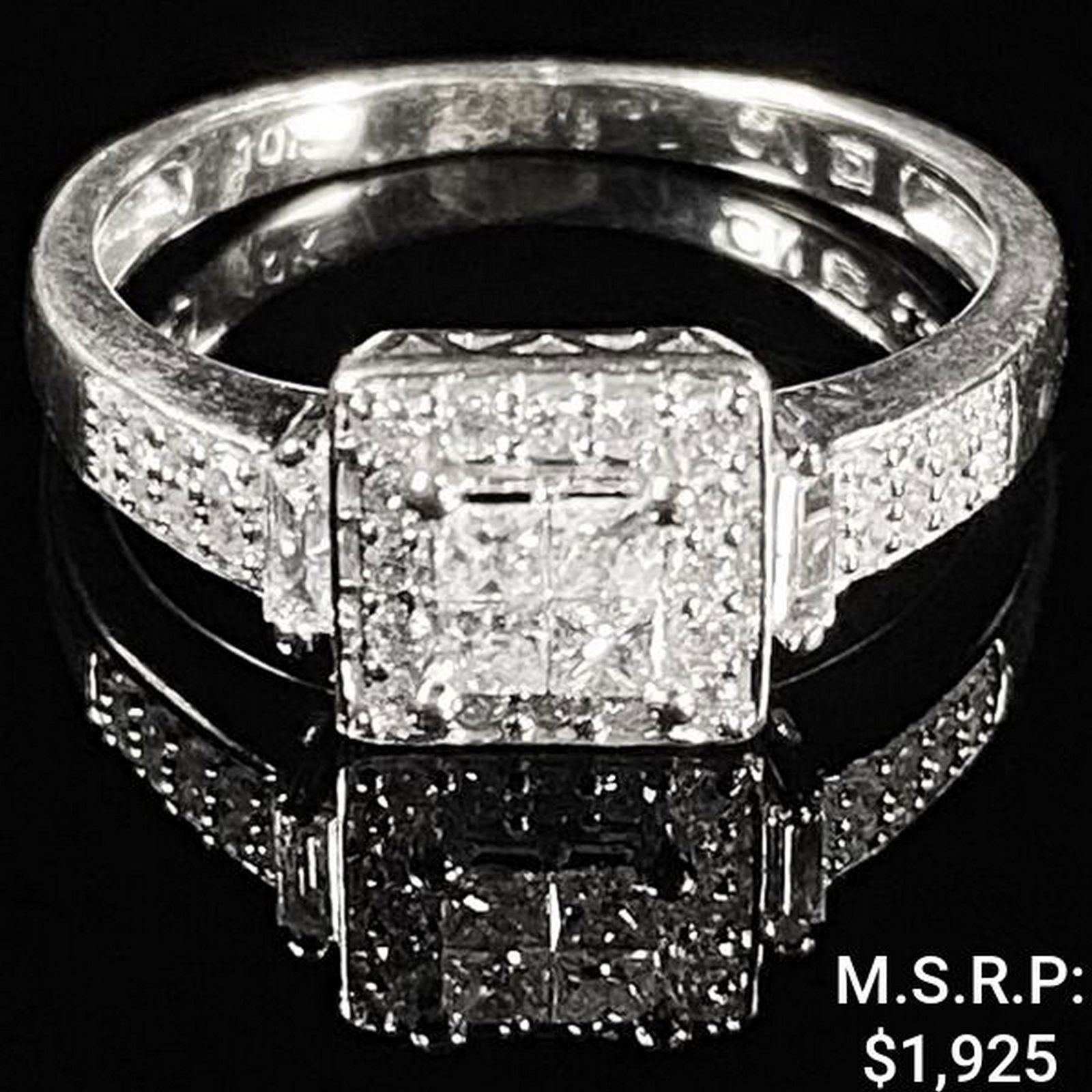 1.8 DWT 10 KT Wht Gold Diamond Ring Sz: 8 (1 of 3)