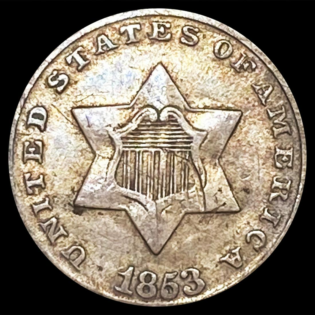 1853 Silver Three Cent NEARLY UNCIRCULATED (1 of 2)