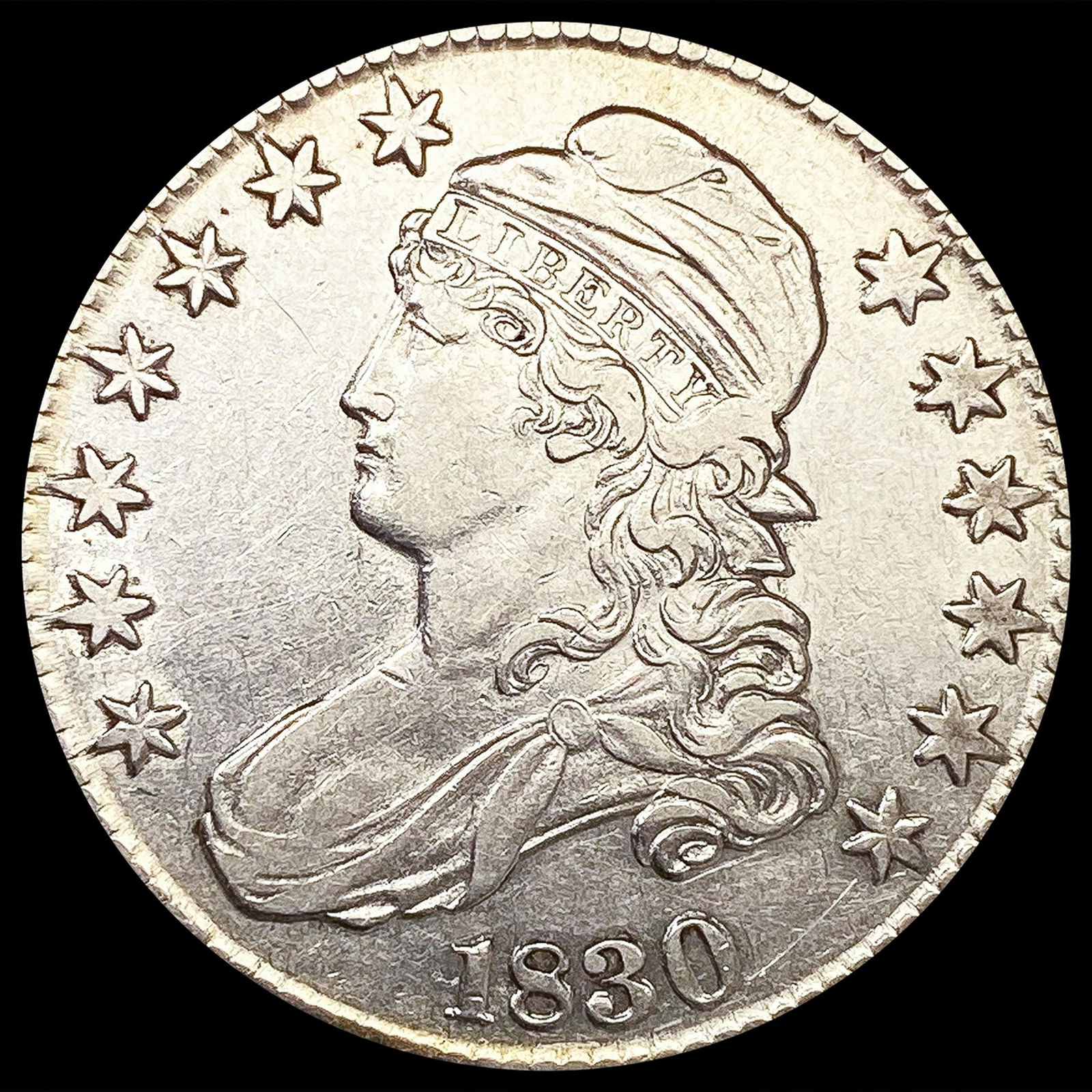 1830 Lg 0 Capped Bust Half Dollar NEARLY UNC (1 of 2)