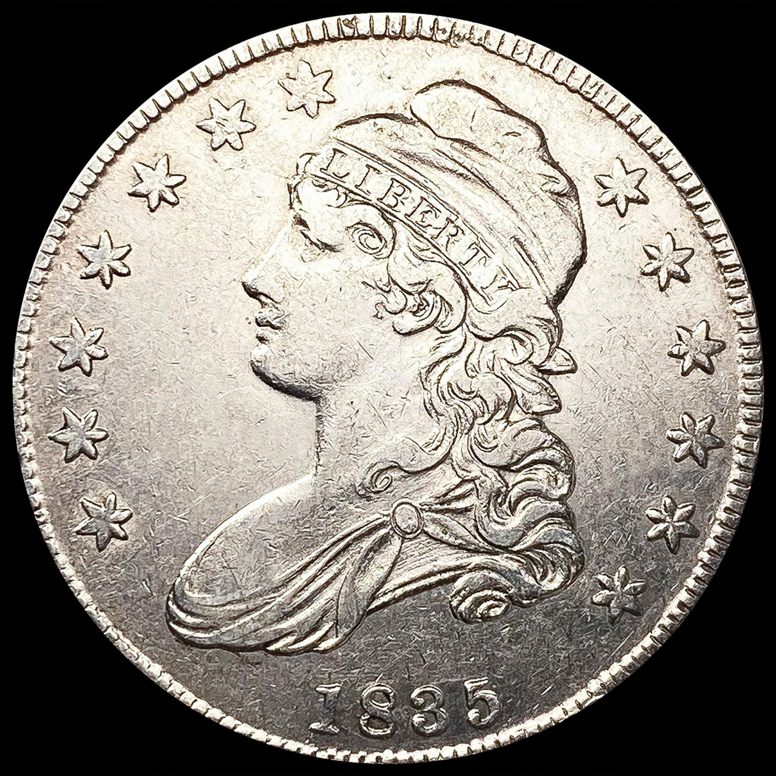 1835 0-104 Cap Bust Half Dollar ABOUT UNC (1 of 2)