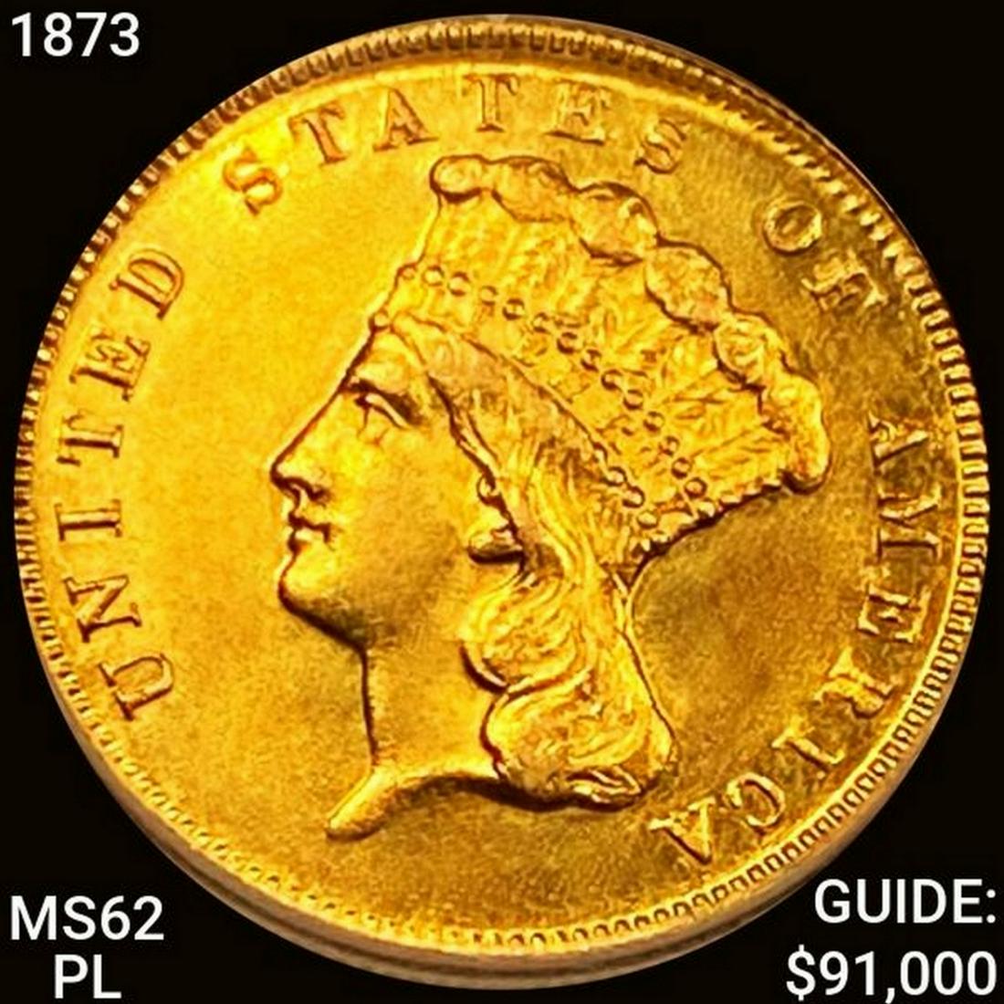 1873 $3 Gold Piece UNCIRCULATED PL (1 of 4)