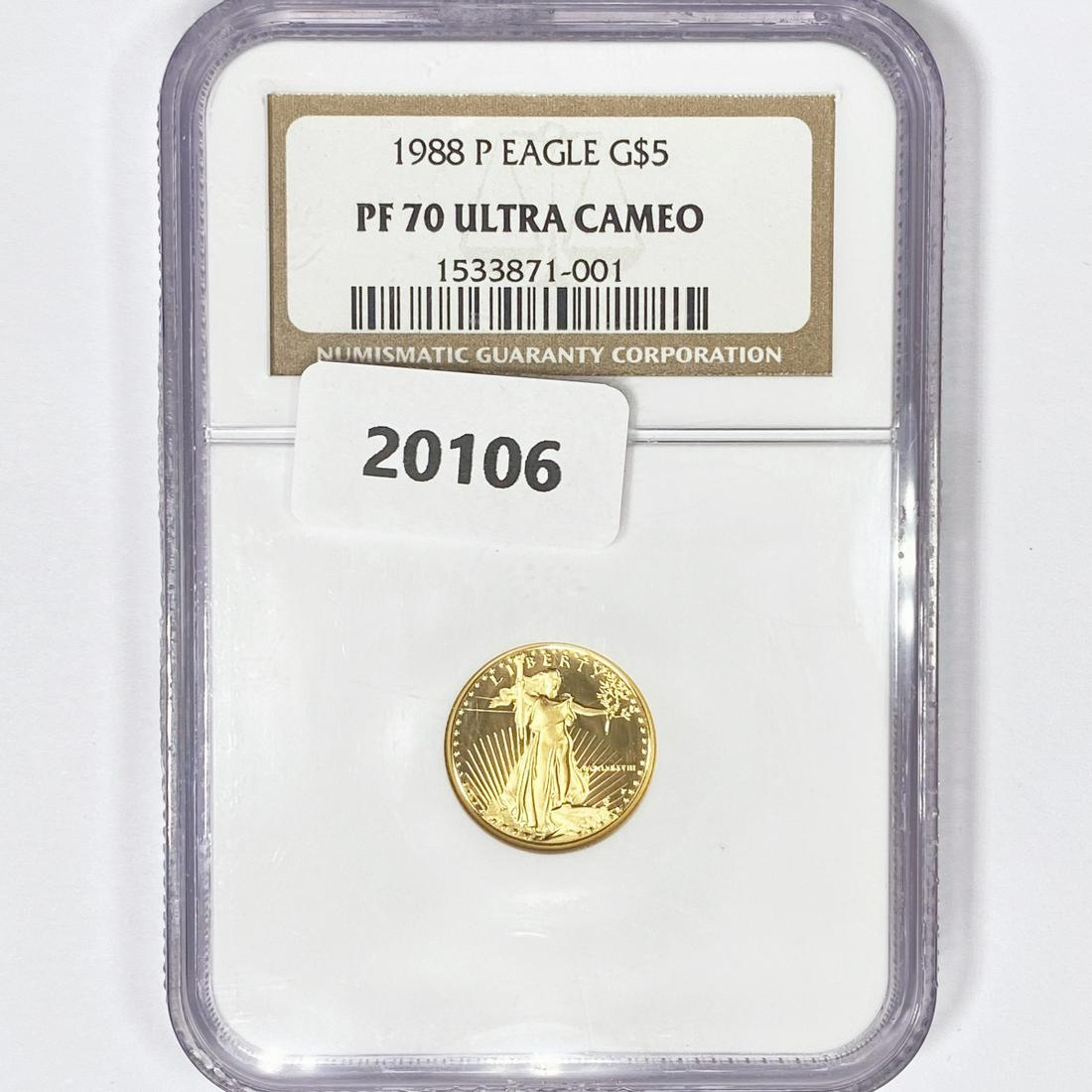 1988-P $5 1/10oz American Gold Eagle NGC PF70 UC (1 of 2)
