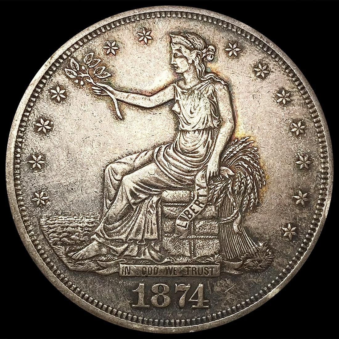 1874 Silver Trade Dollar NEARLY UNCIRCULATED (1 of 2)