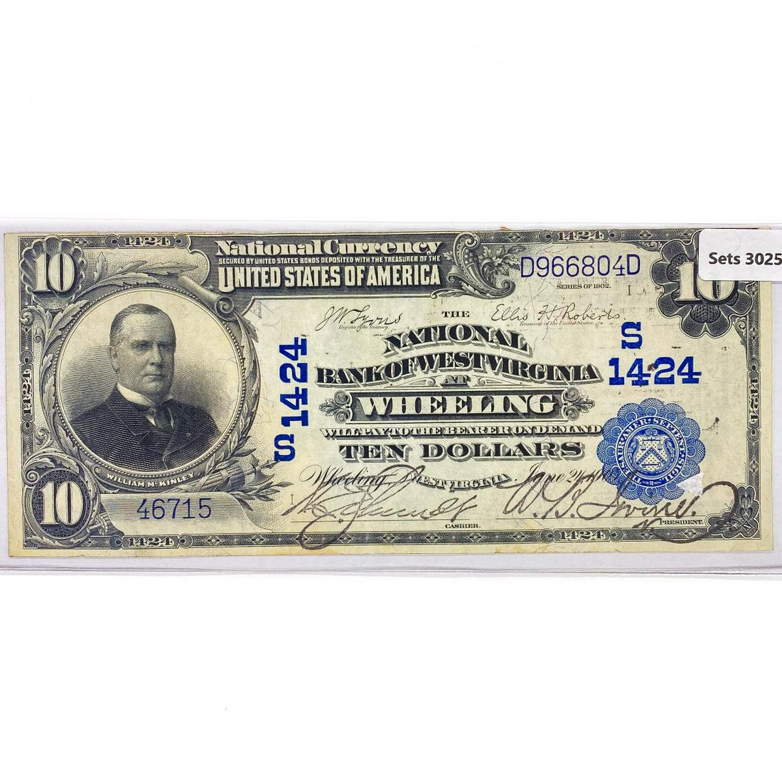 1902 LG $10 Bank of Wheeling, WV $10 Legal Tender (1 of 2)