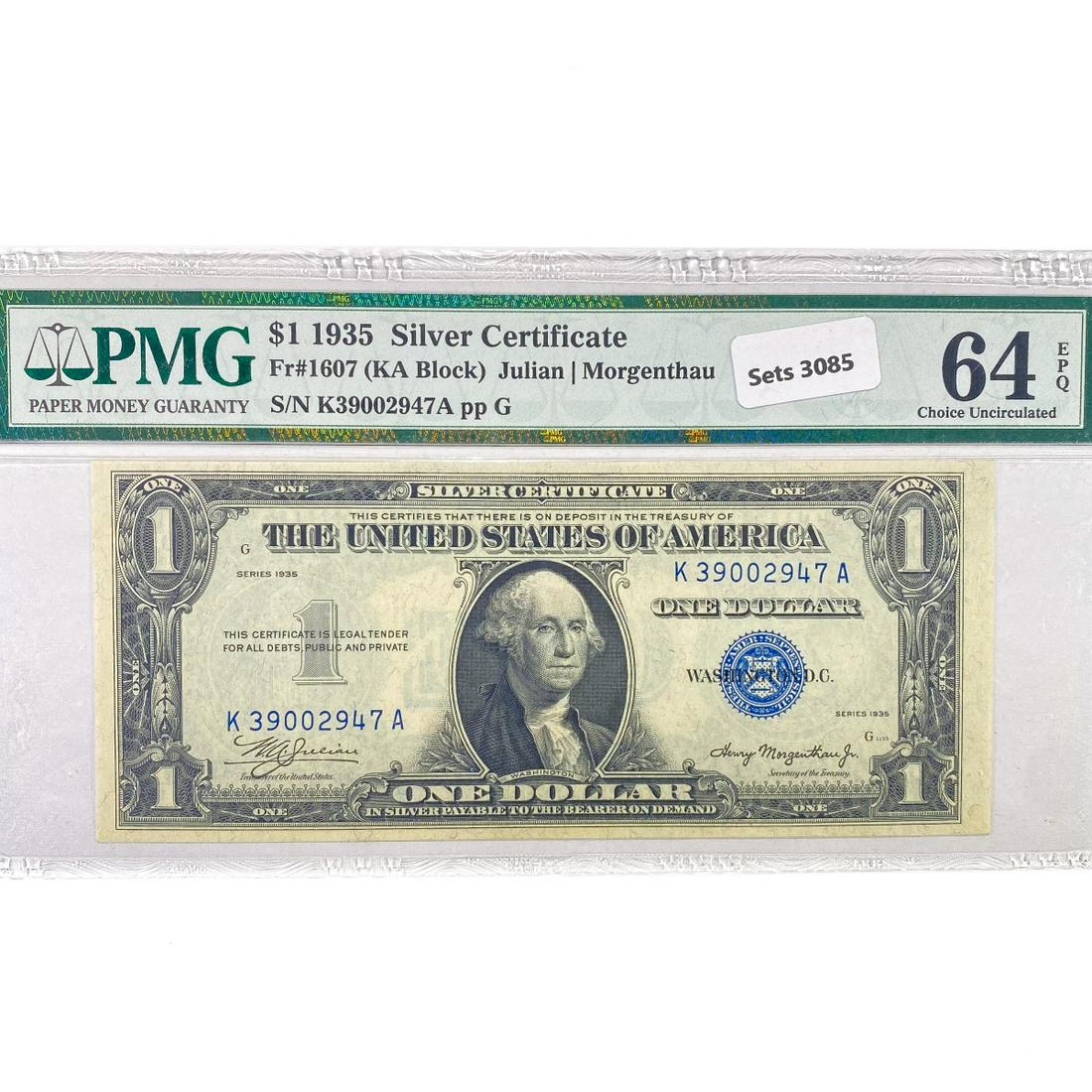 1935 $1 Silver Cert. PMG Ch UNC 64 (1 of 2)