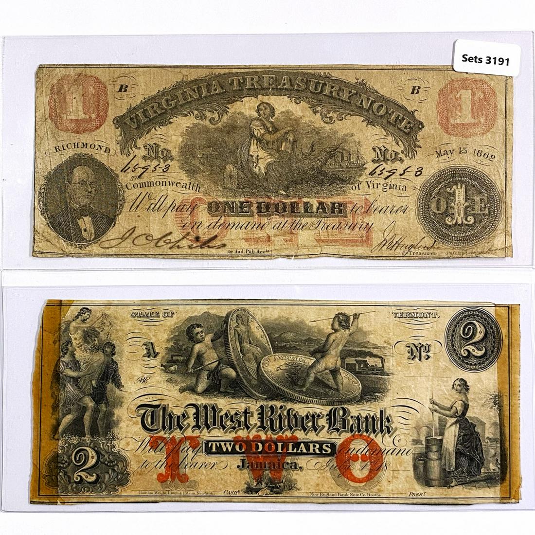 (2) 1800's Civil War Treasury Notes (1 of 2)
