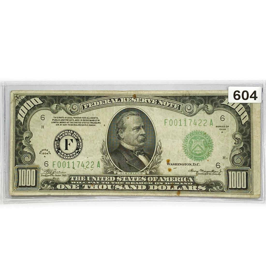 1934 A $1000 Fed Reserve Note (1 of 2)