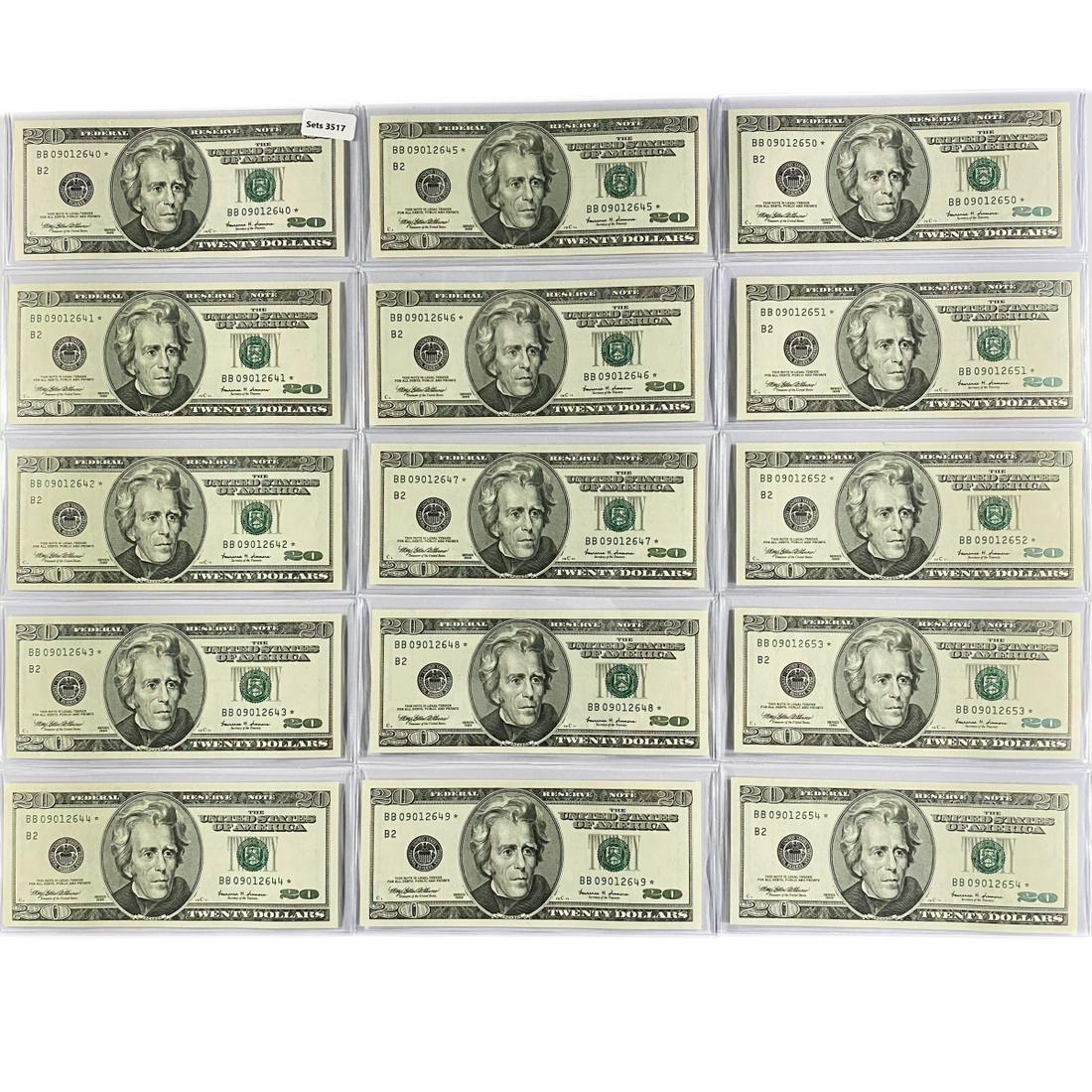 (15) 1999 $20 Consec Fed Reserve Notes w/ Stars (1 of 2)
