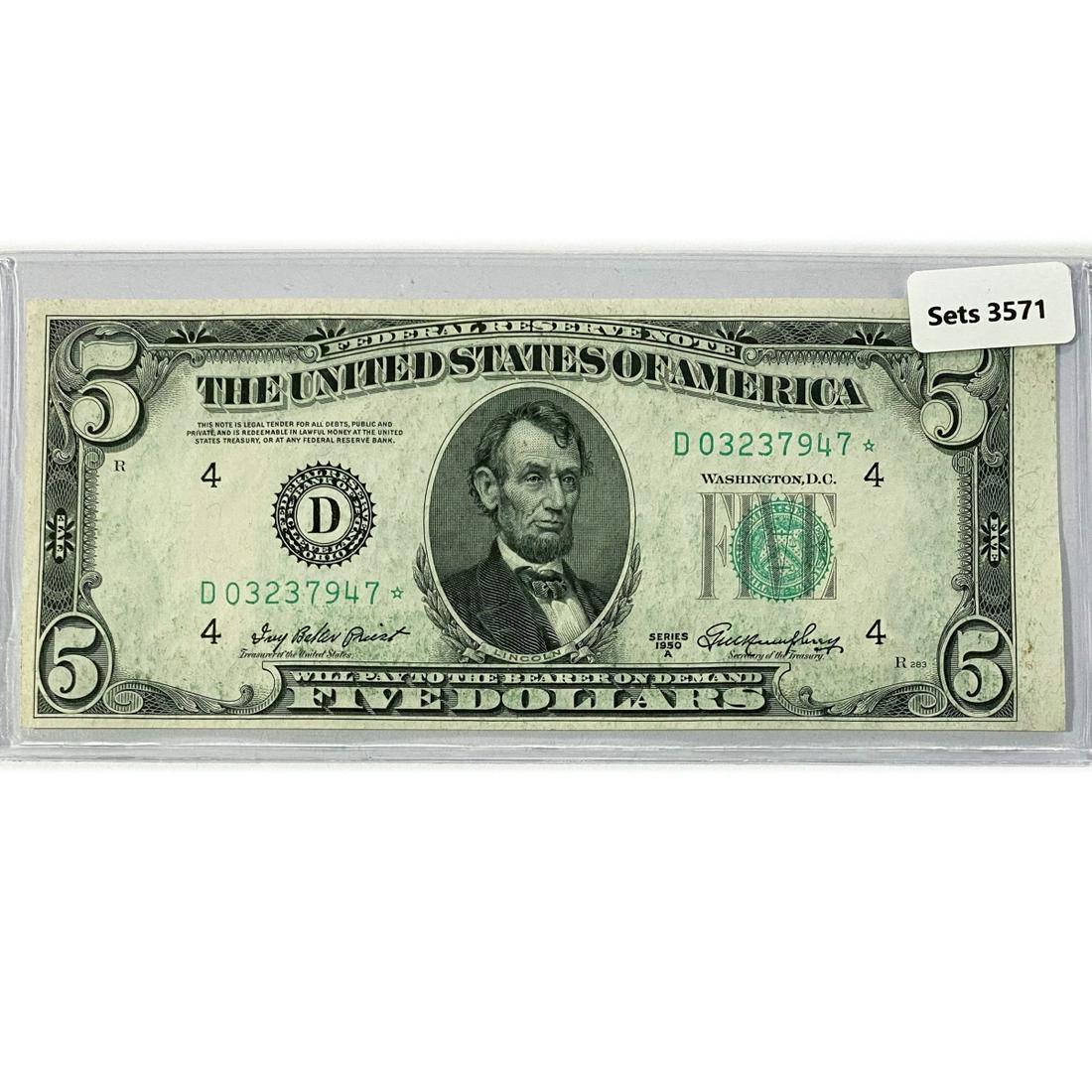 1950 A $5 Fed Reserve Note (1 of 2)