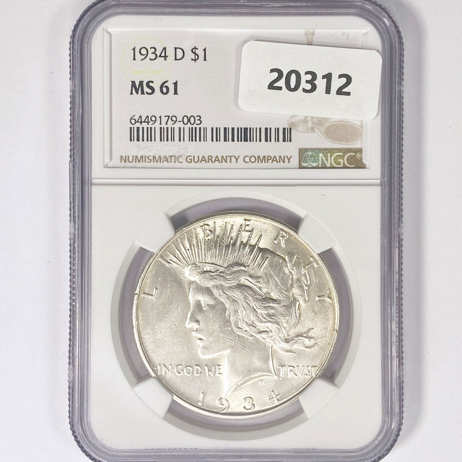 1934-D Silver Peace Dollar NGC MS61 (1 of 2)