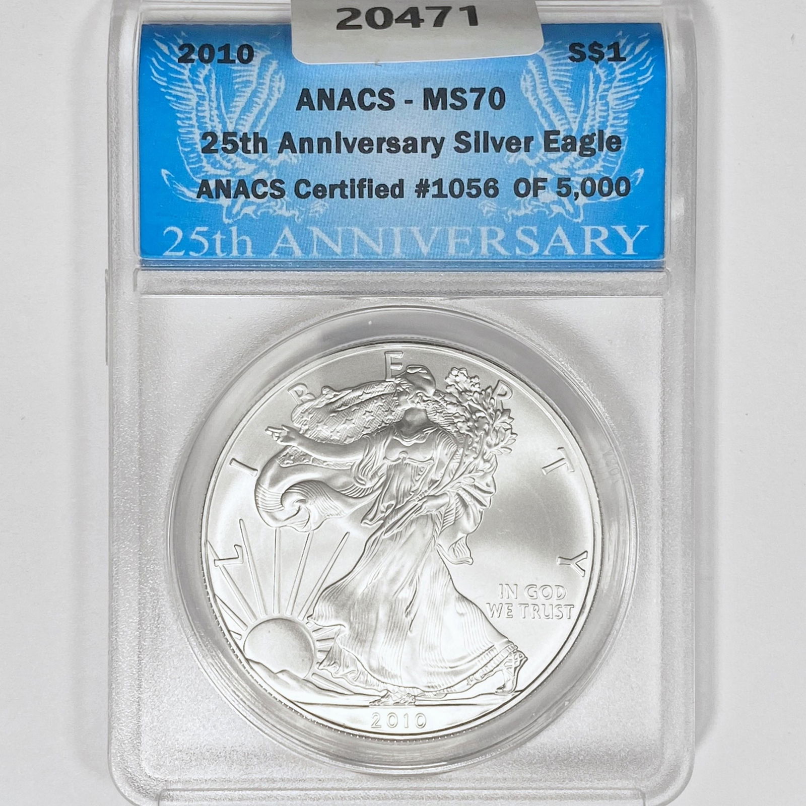 2010 American Silver Eagle ANACS MS70 25th Anniv. (1 of 2)