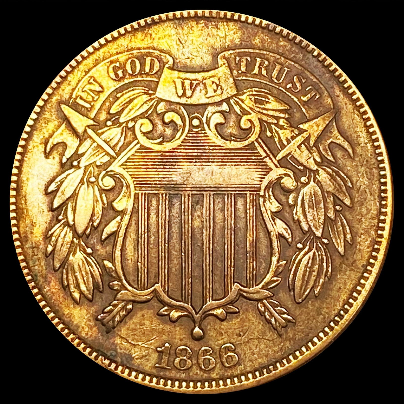 1866 Two Cent Piece CLOSELY UNCIRCULATED (1 of 2)